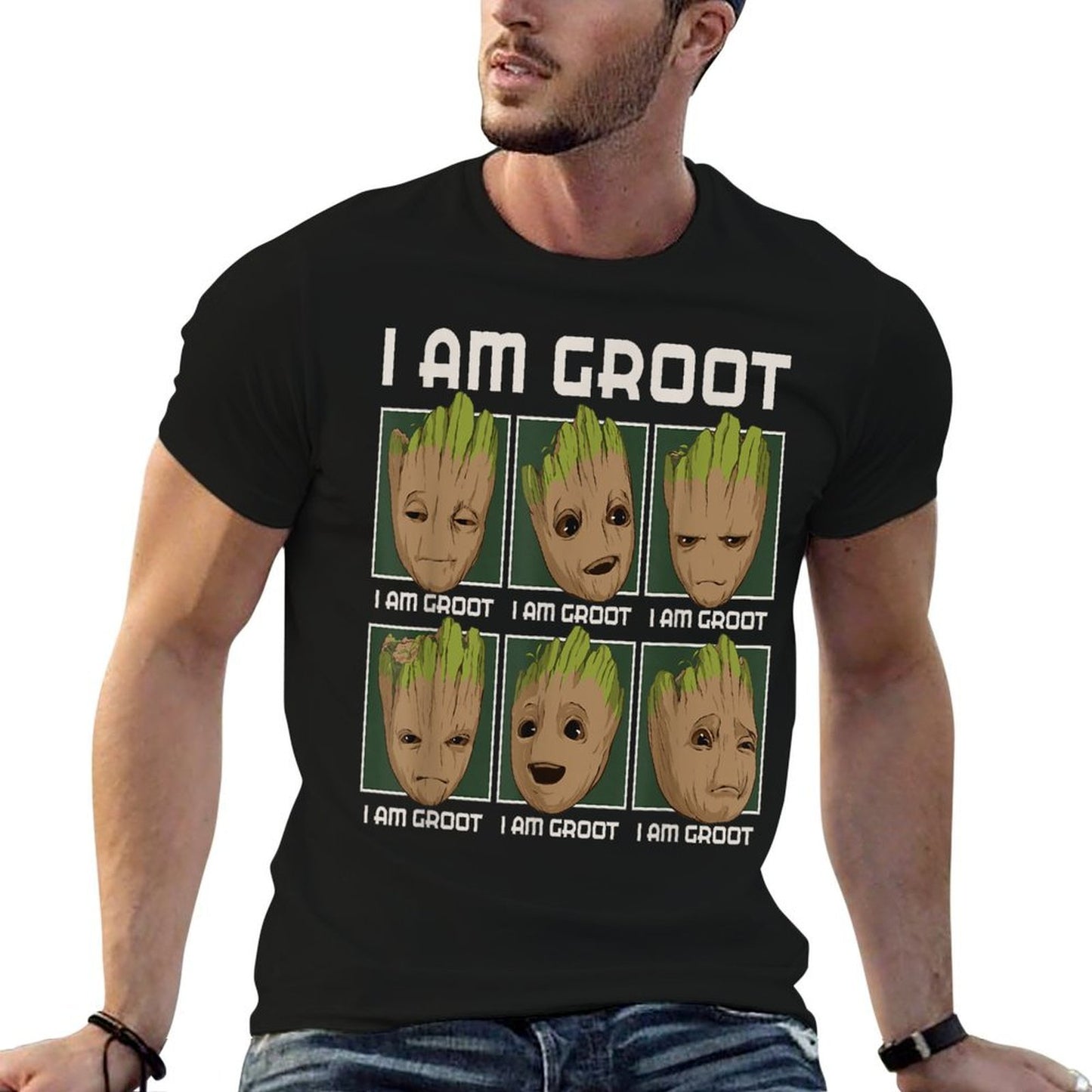 Marvel I Am Groot Guardians of The Galaxy Moods of Groot Soft T-Shirt
