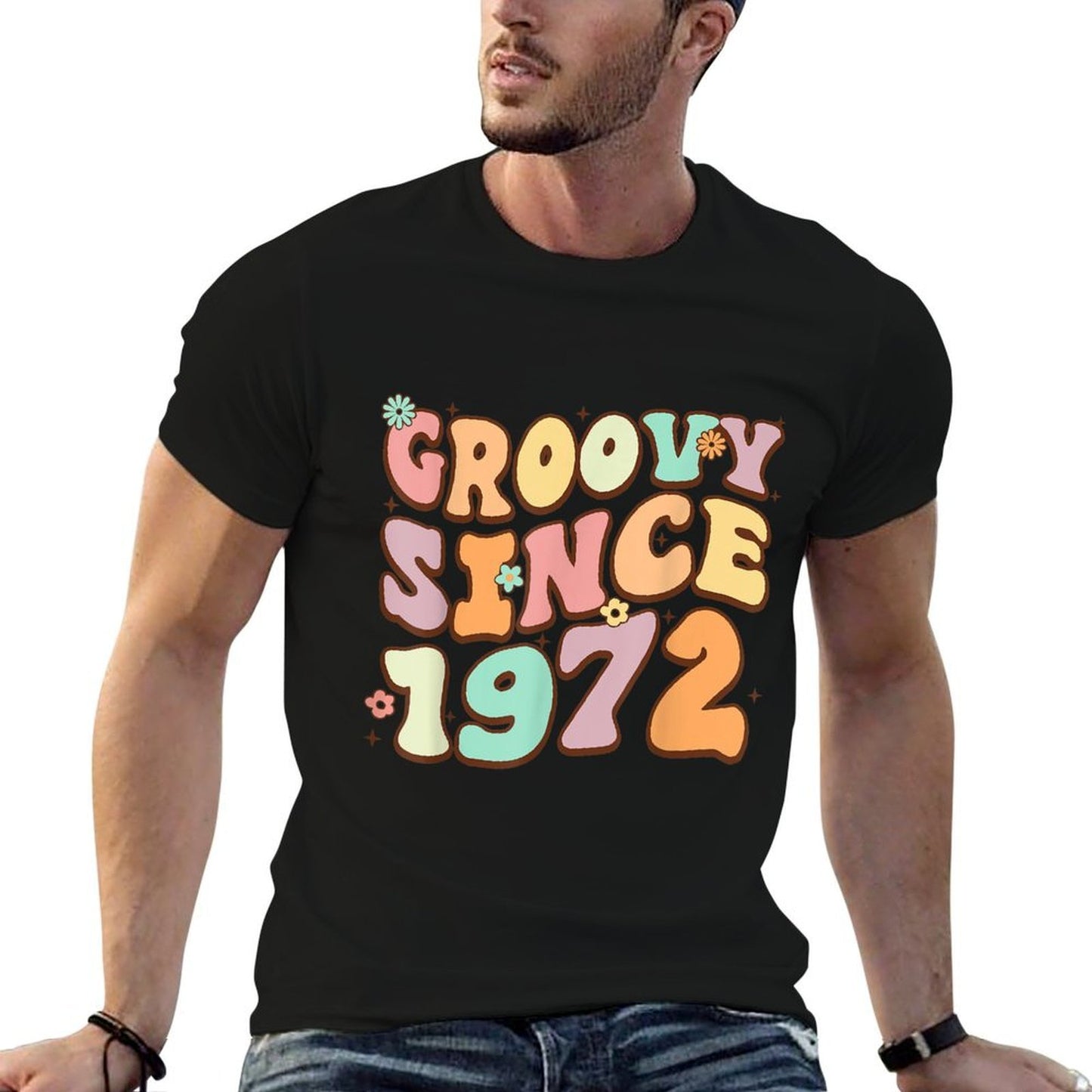 Groovy Awesome Since 1972 50 Years Old Funny 50th Birthday Relaxed-fit T-Shirt