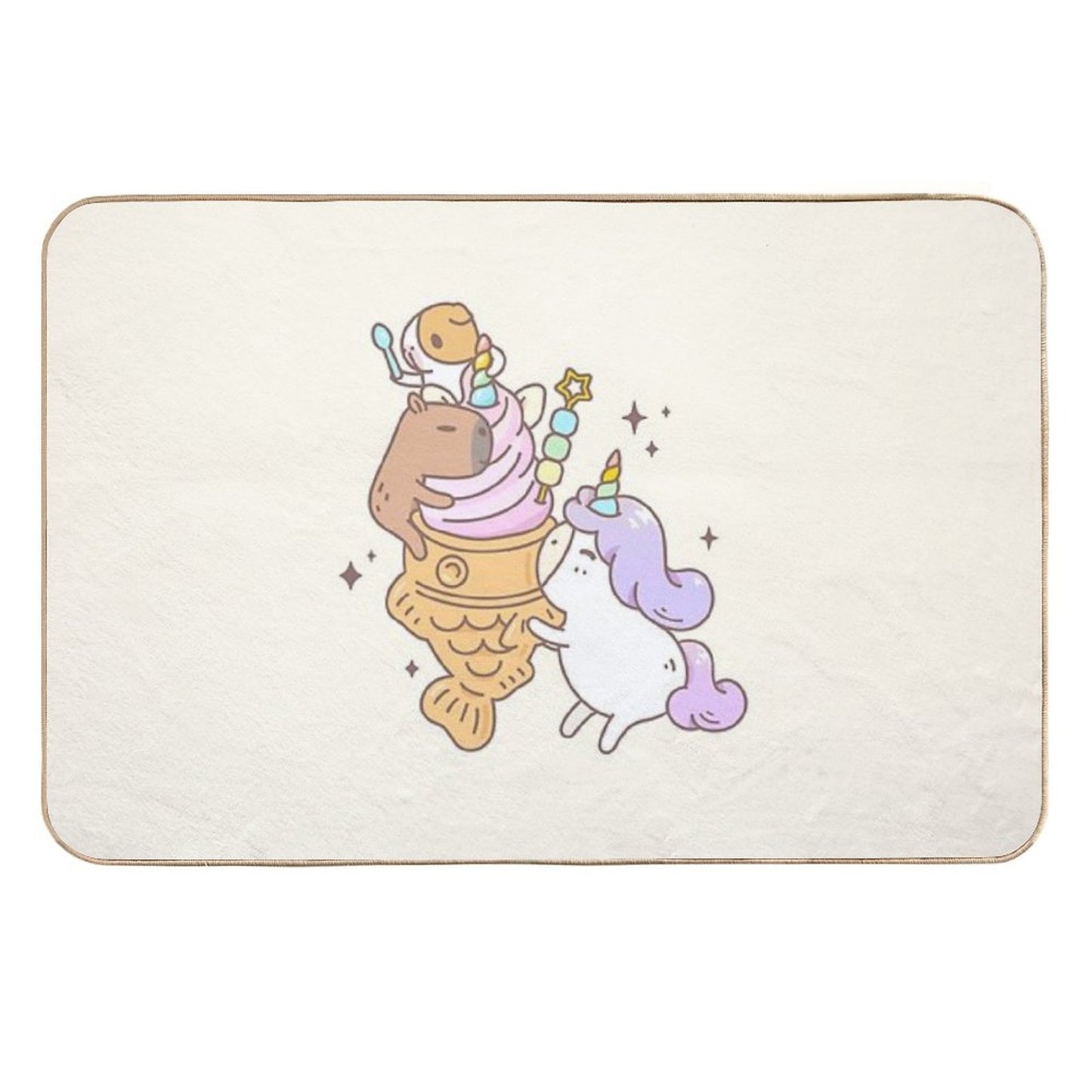 Bubu The Guinea Pig, Unicorn Taiyaki Ice-cream High-Traffic Bath Mat