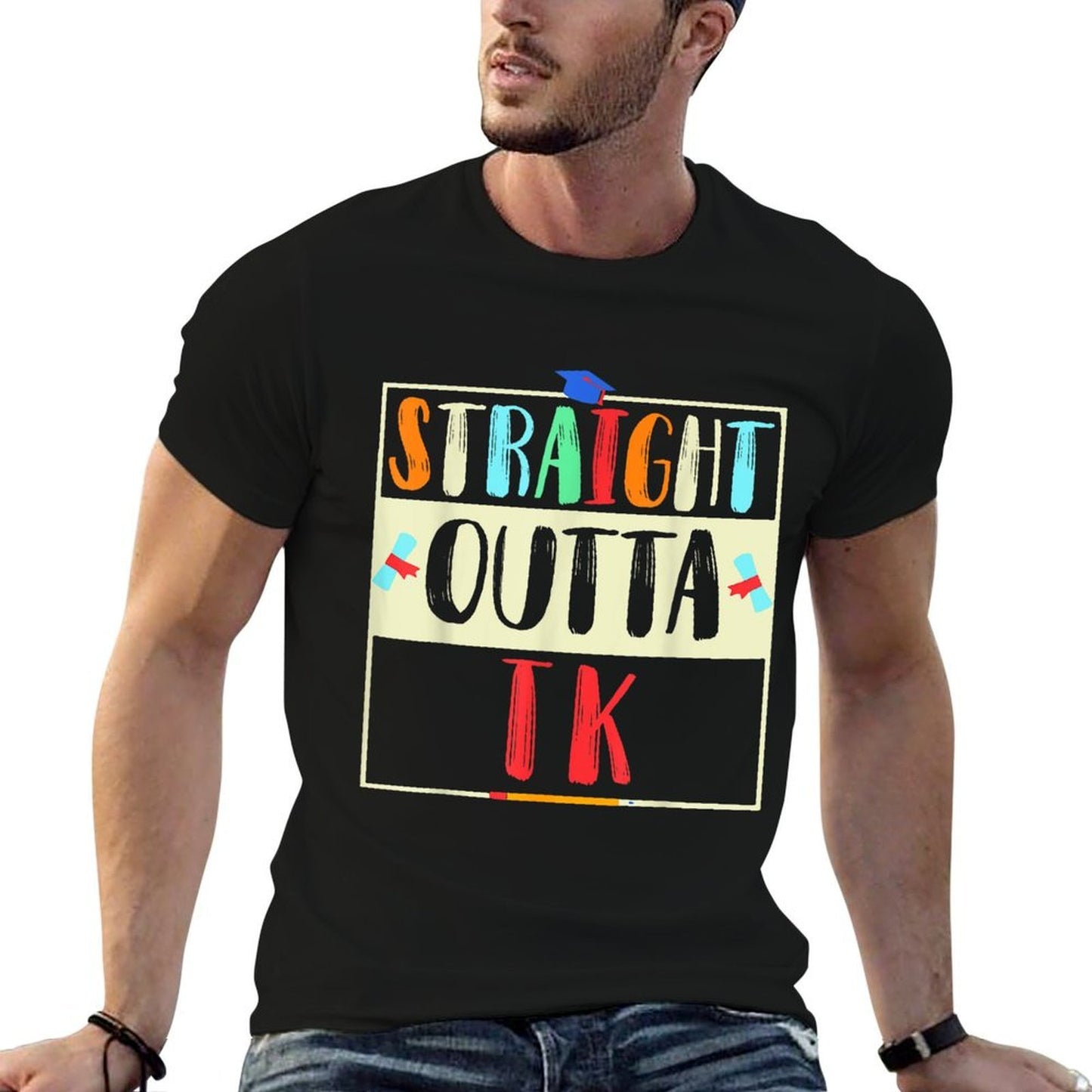 Straight Outta TK Graduate TK Graduation Transitional Kinder Heathered Texture T-Shirt