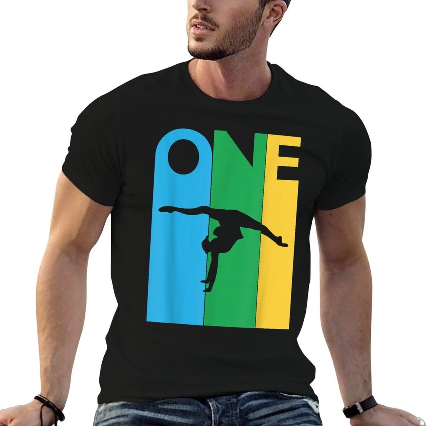 1st Birthday Gift One Colorful Gymnastics 1 Year Old Slim-fit Cut T-Shirt