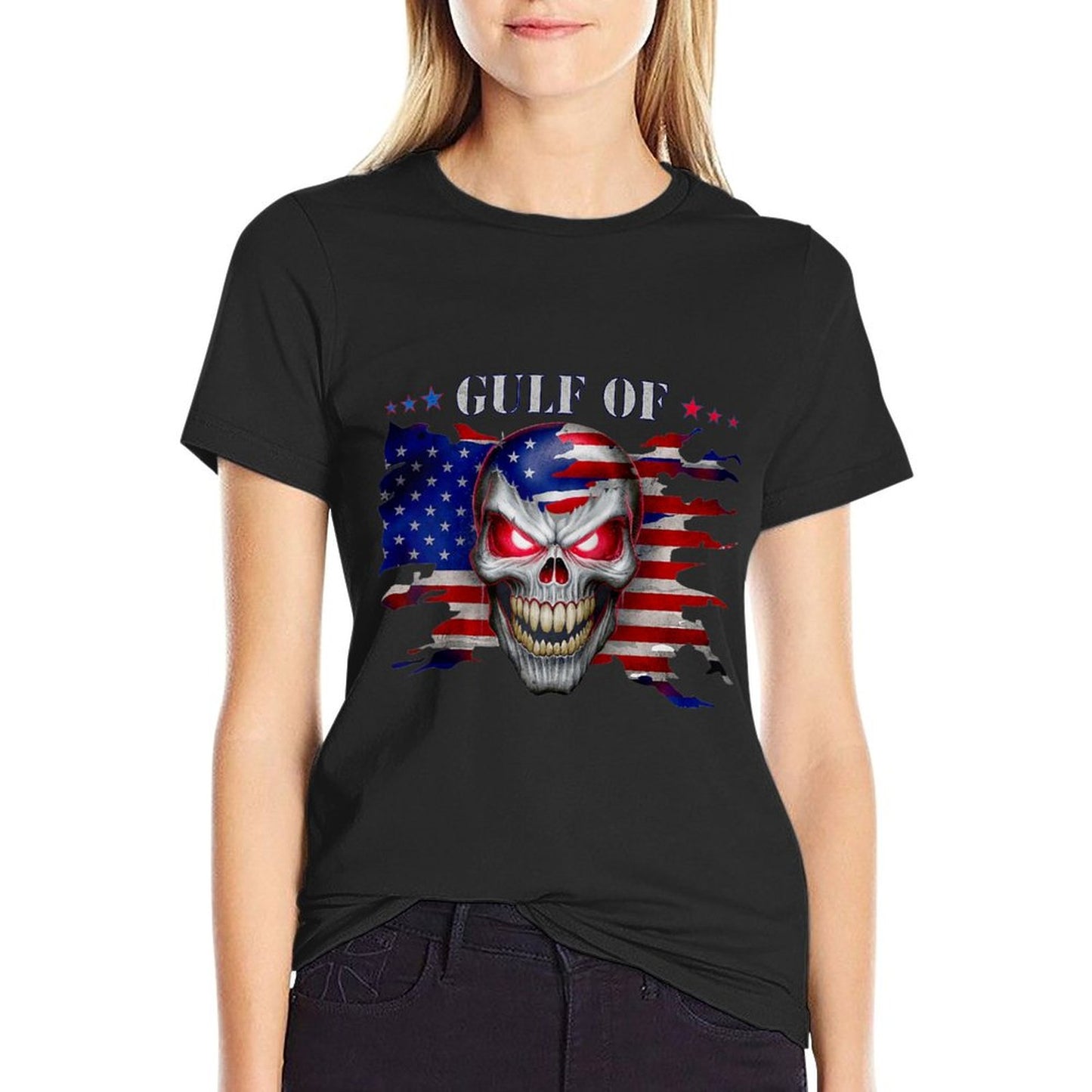 Gulf of USA America Funny USA Flag Raglan Baseball Eco-friendly Material T-Shirt