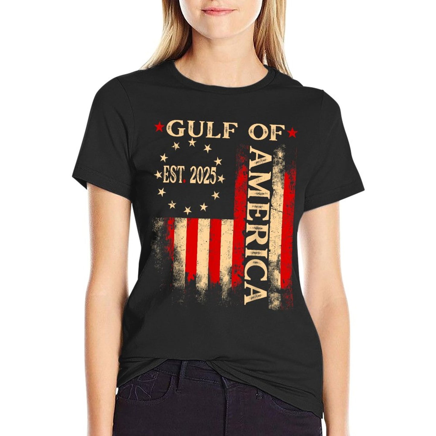 Gulf Of Usa America Est 2025 Us Flag Slim-fit Cut T-Shirt