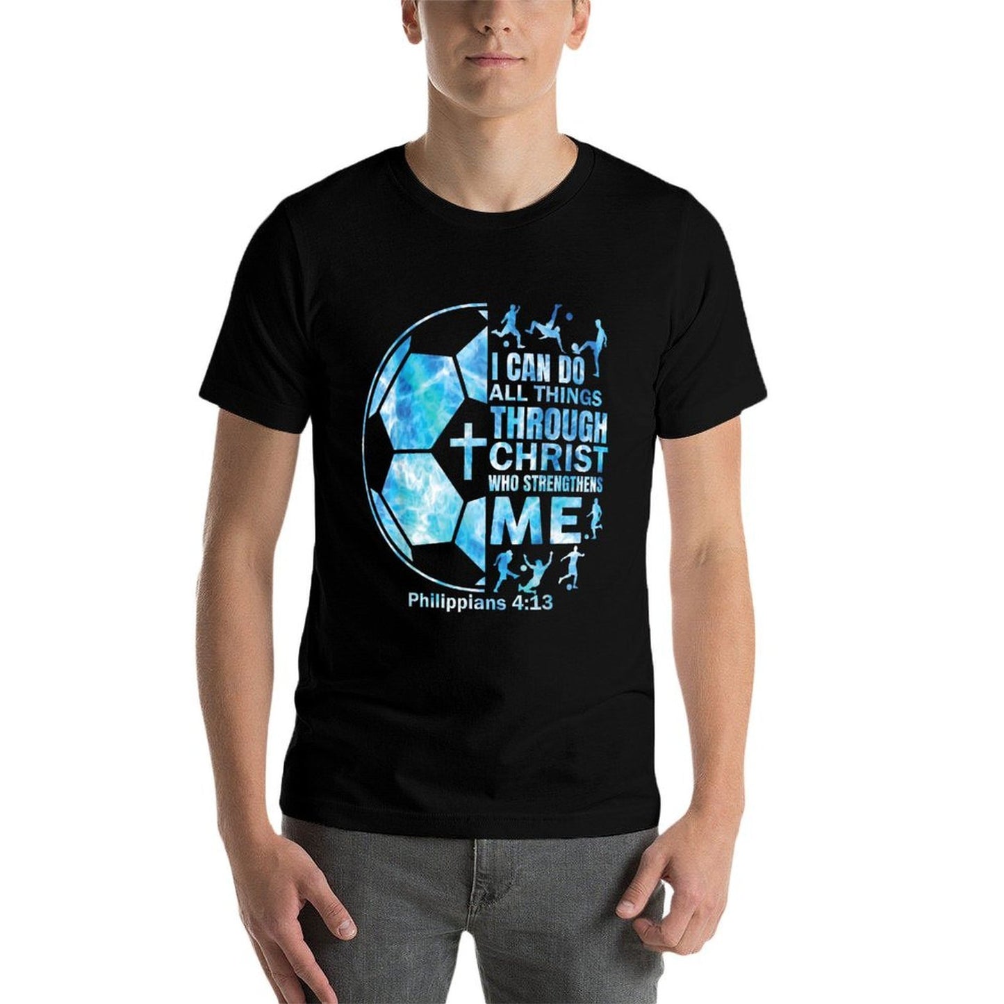 Boys Soccer Christian I Can Do All Things Religious Trendy Pattern T-Shirt
