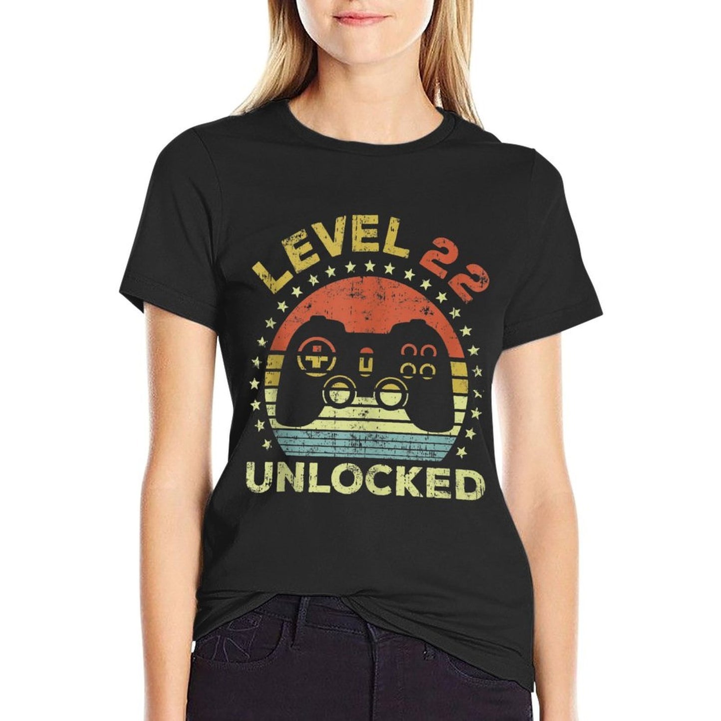 22nd Birthday Gaming Level 22 Unlocked Graphic-printed T-Shirt