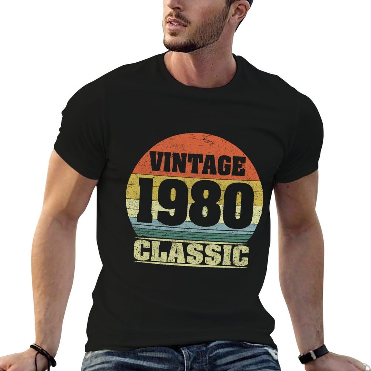 1980 40th Birthday Gift Vintage Retro Men Women 40 Years Old Trendy Pattern T-Shirt