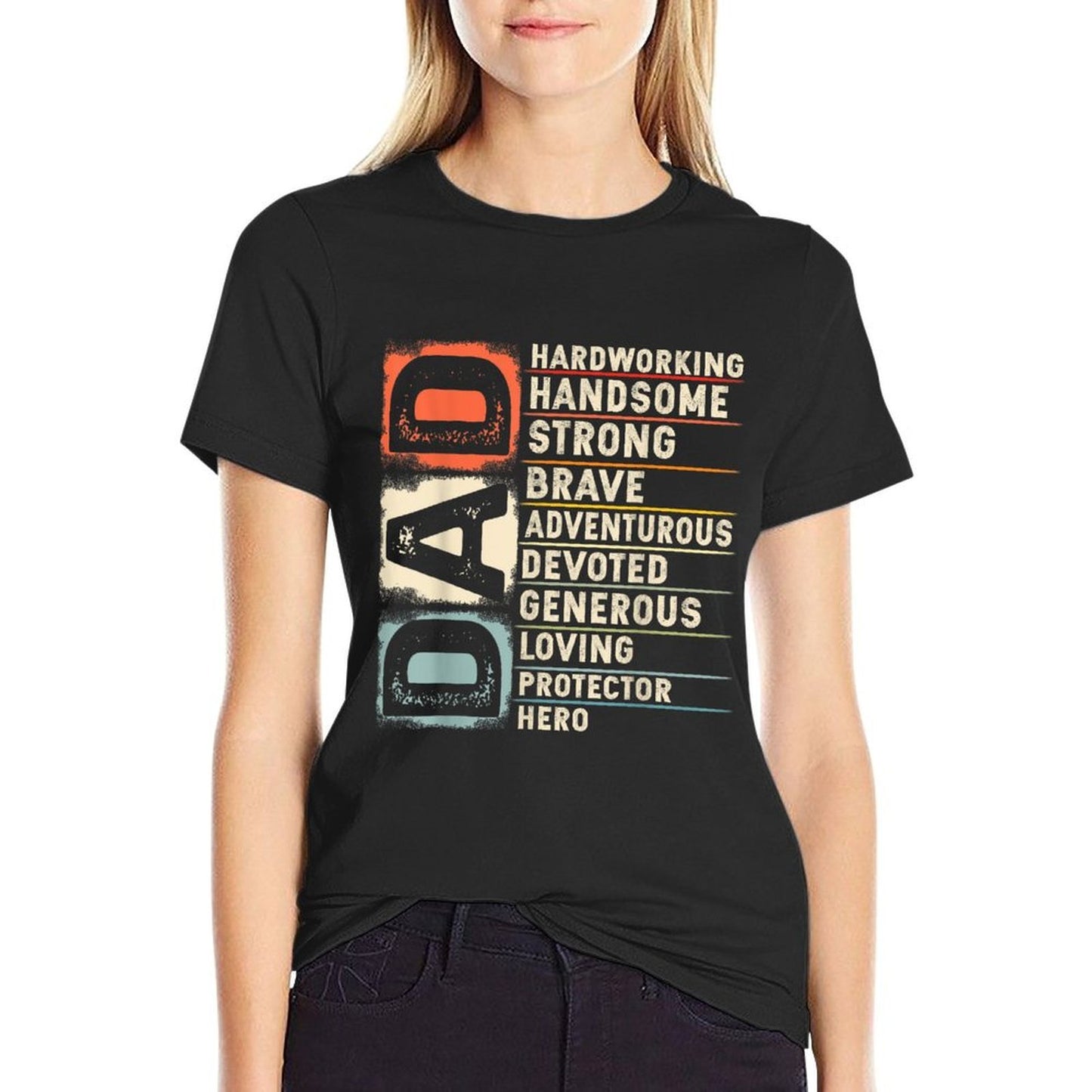 Vintage Funny Definition of Dad Retro Meme Joke Father's Day Ribbed Collar T-Shirt
