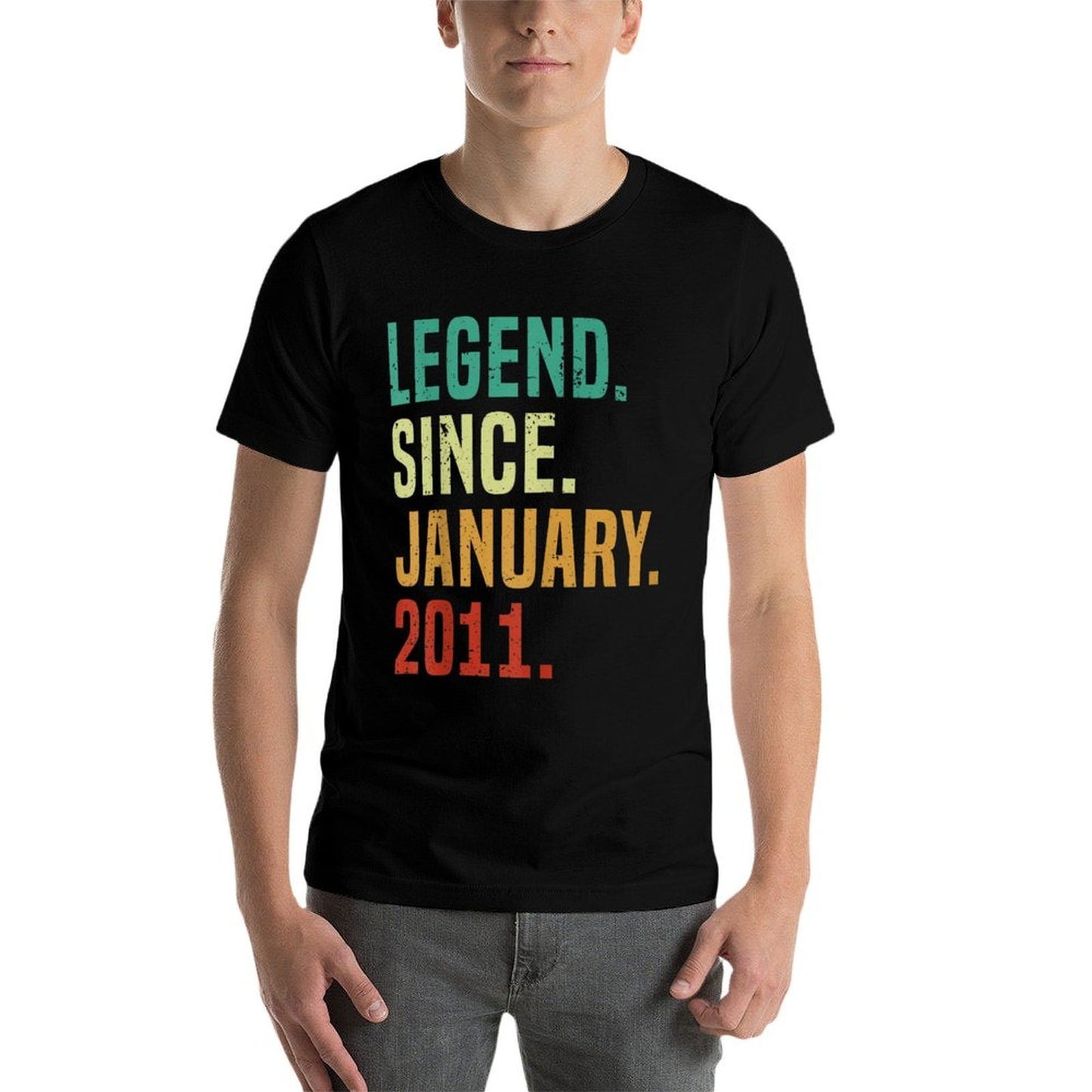 14 Years Old Legend Since January 2011 14th Birthday Polyester Blend T-Shirt