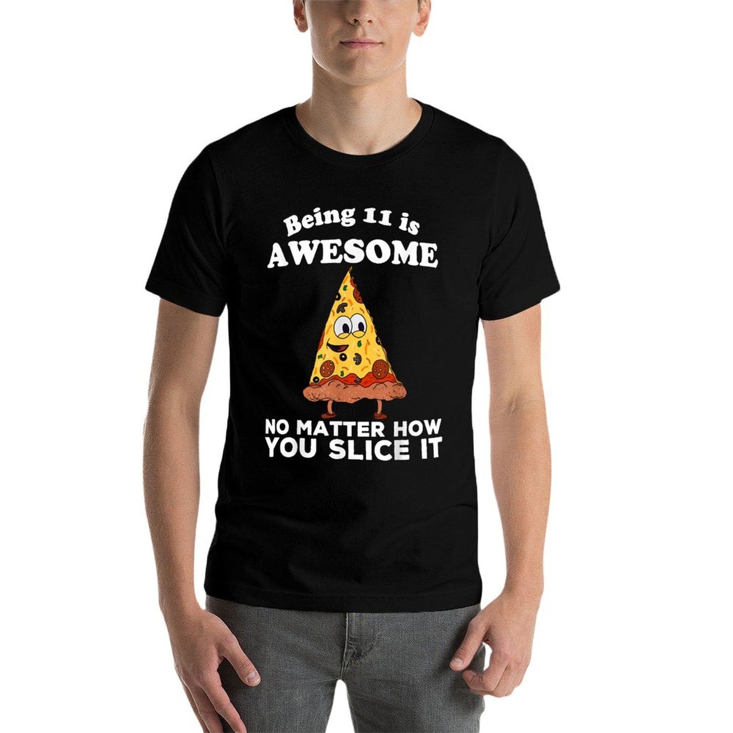 Being 11 Is Awesome 11th Birthday Pizza Theme Funny Eleventh Relaxed-fit T-Shirt