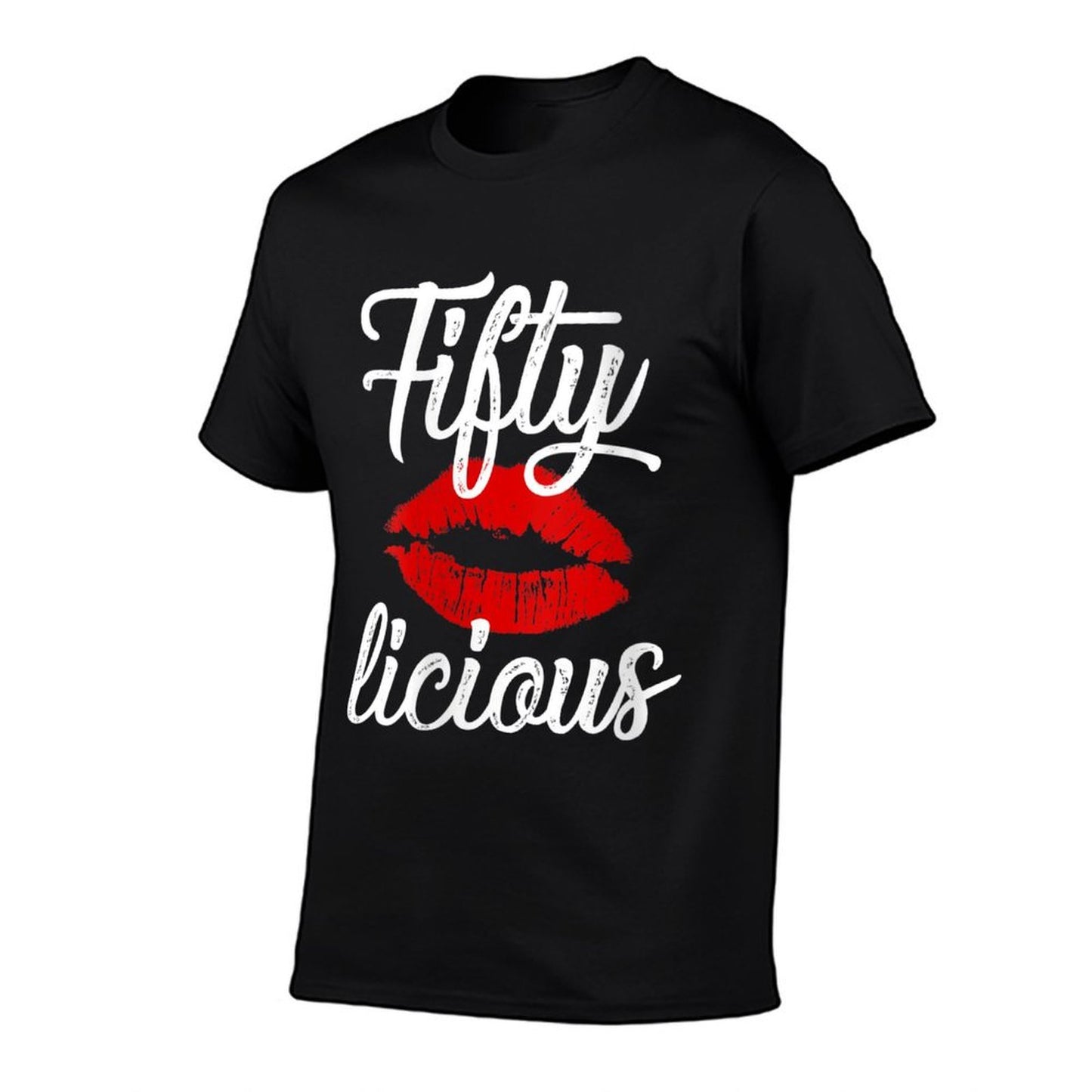 Womens Fifty Licious Sexy Lips Funny 50th Birthday Party Outfit Summer-ready Fabric T-Shirt