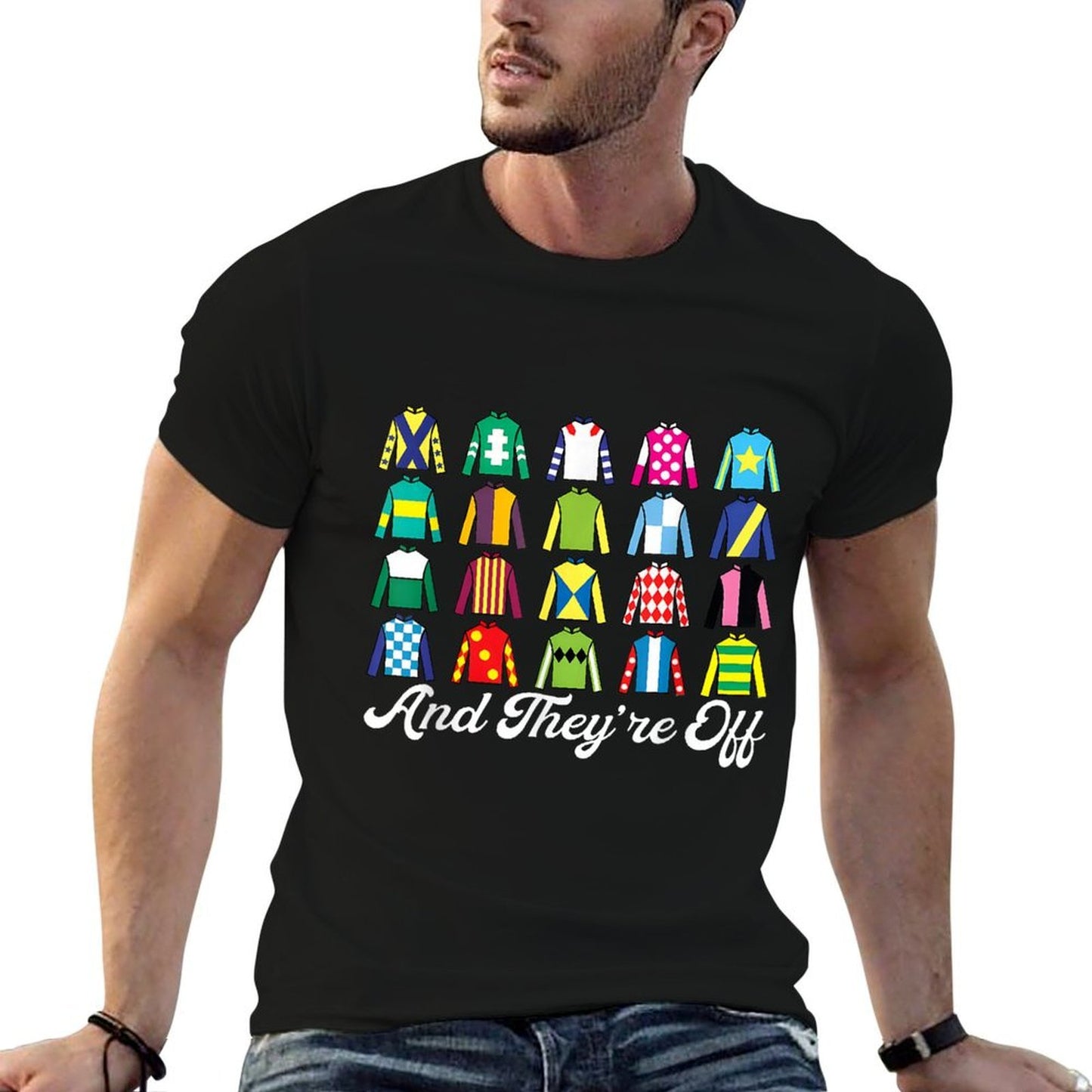 And They're Off Horse Racing Derby Day Funny Silks Jockey Vintage-inspired T-Shirt
