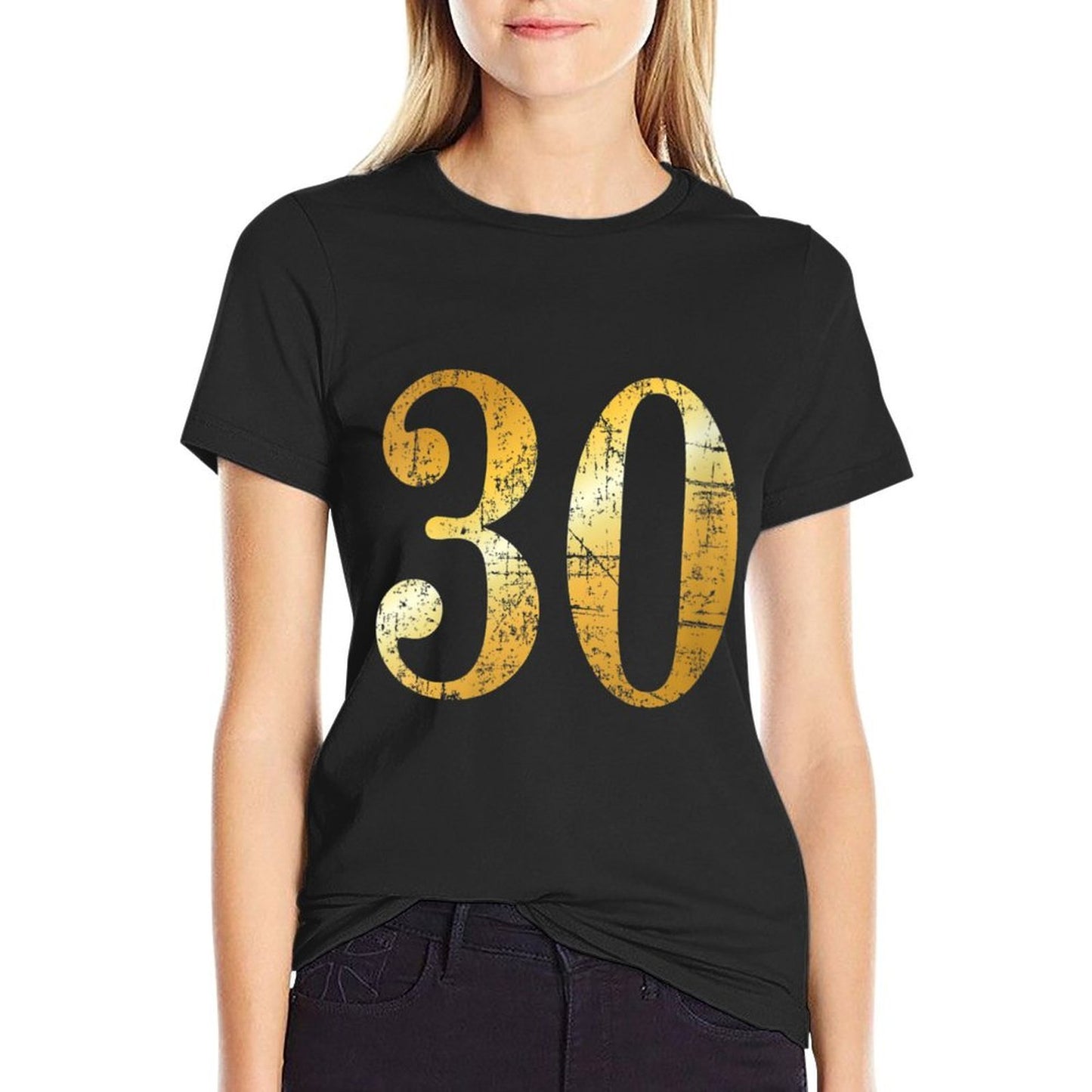 Womens 30 Years (Antique Yellow) 30th Birthday Gift Rolled Sleeves T-Shirt