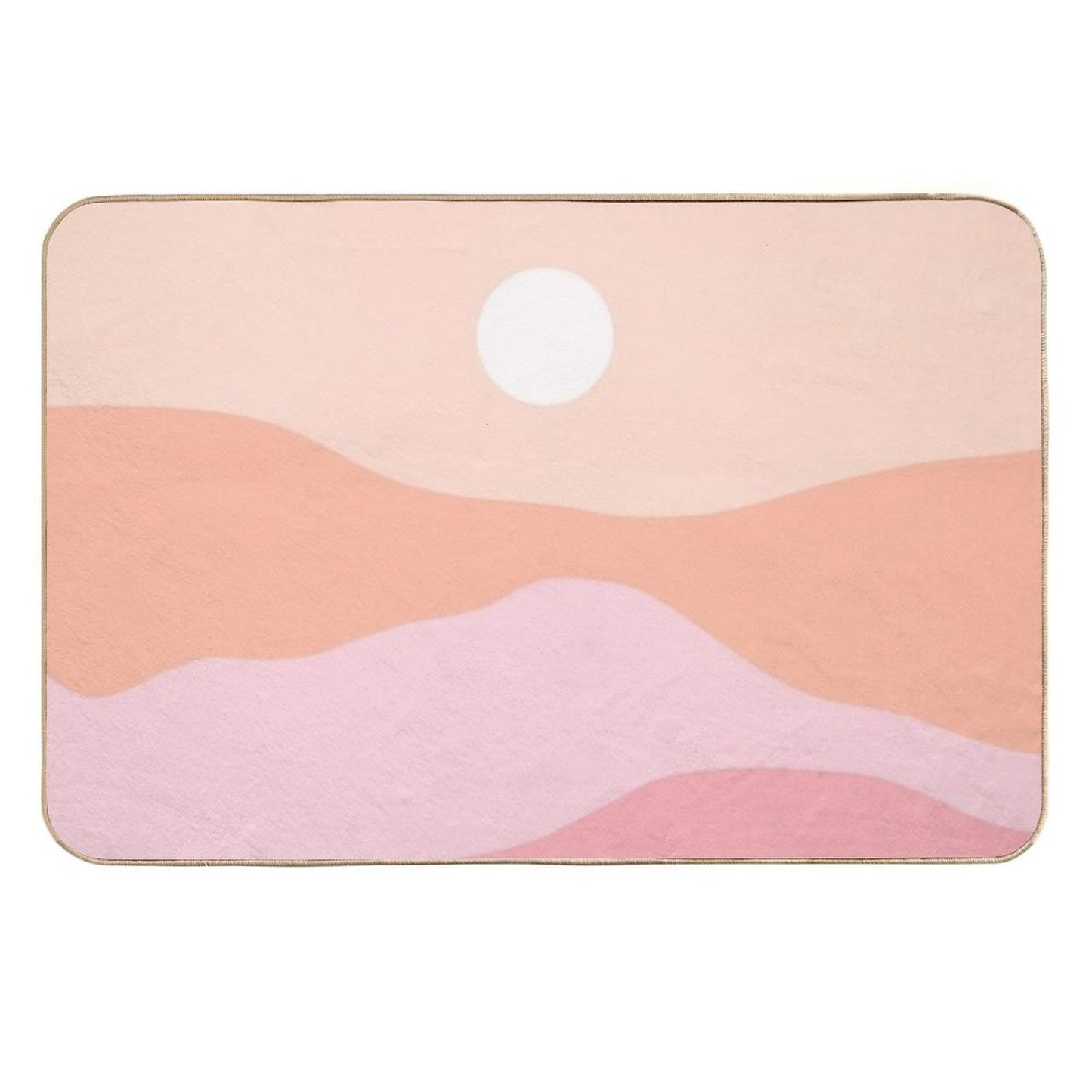Peach Pink Sunset Over The Mountains Boho Earthy Durable Bath Mat