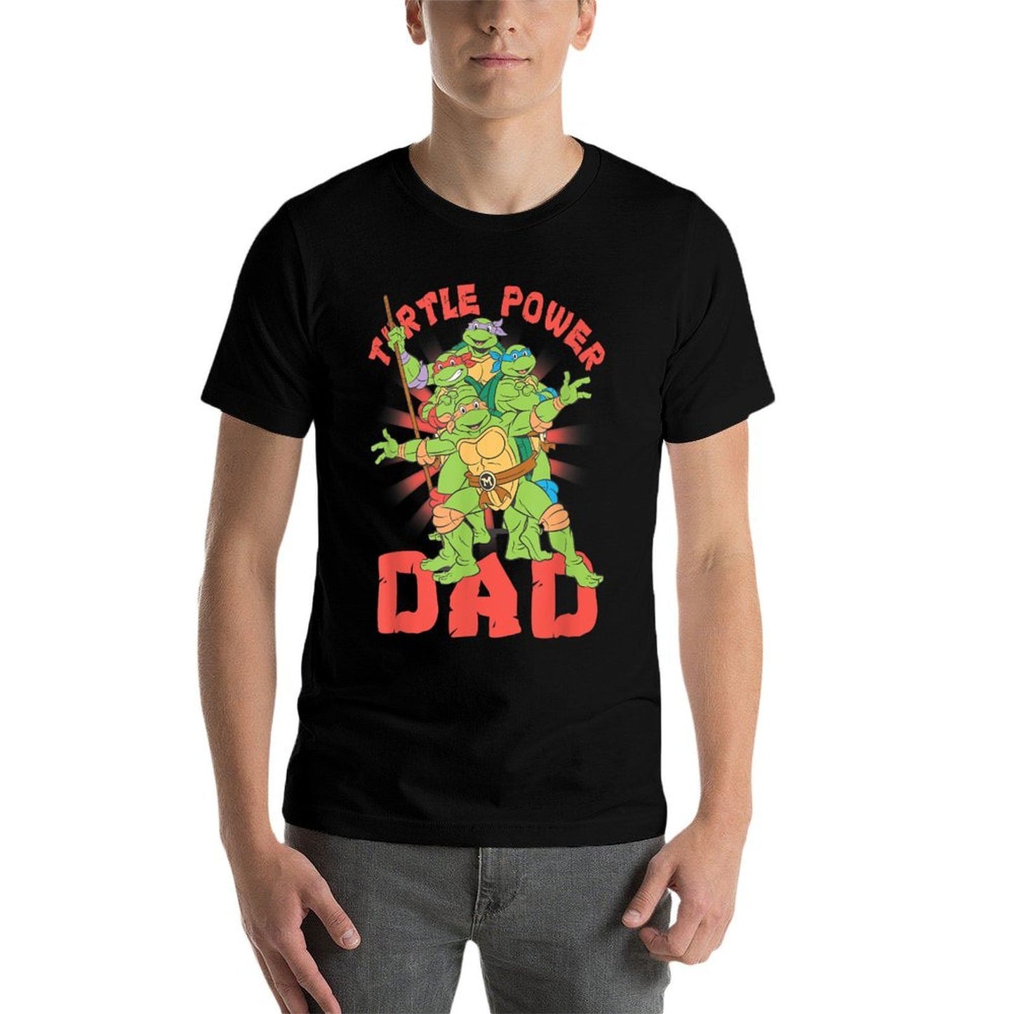 Teenage Mutant Ninja Turtles Dad Turtle Power Poster Ribbed Collar T-Shirt