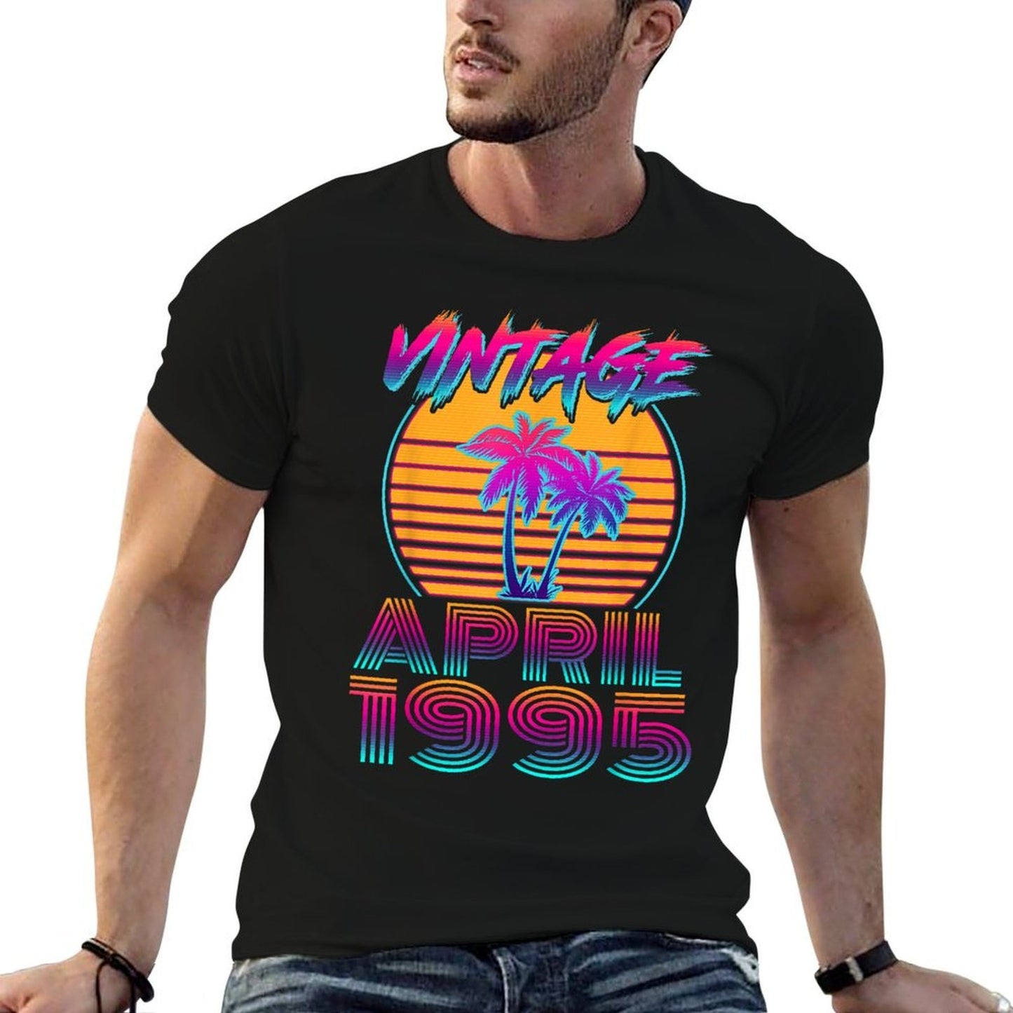 30 Years Old Retro Vintage Funny April 1995 30th Birthday Heathered Texture T-Shirt