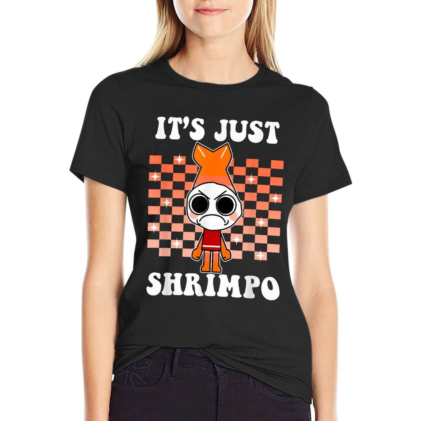 Pebble It's Just Shrimpo Kids Dandy's World Funny Rolled Sleeves T-Shirt