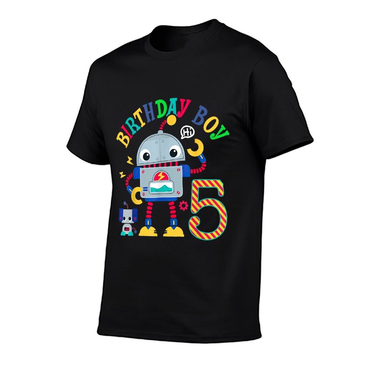 5 Year Old Robot 5th Birthday Science Robotics Oversized Silhouette T-Shirt