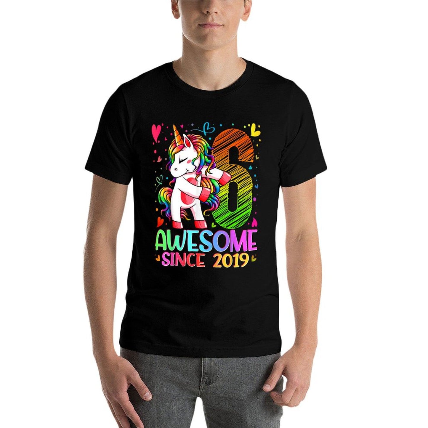 6 Year Old Unicorn Gifts For Girls 6th Birthday Girl Party Oversized Silhouette T-Shirt