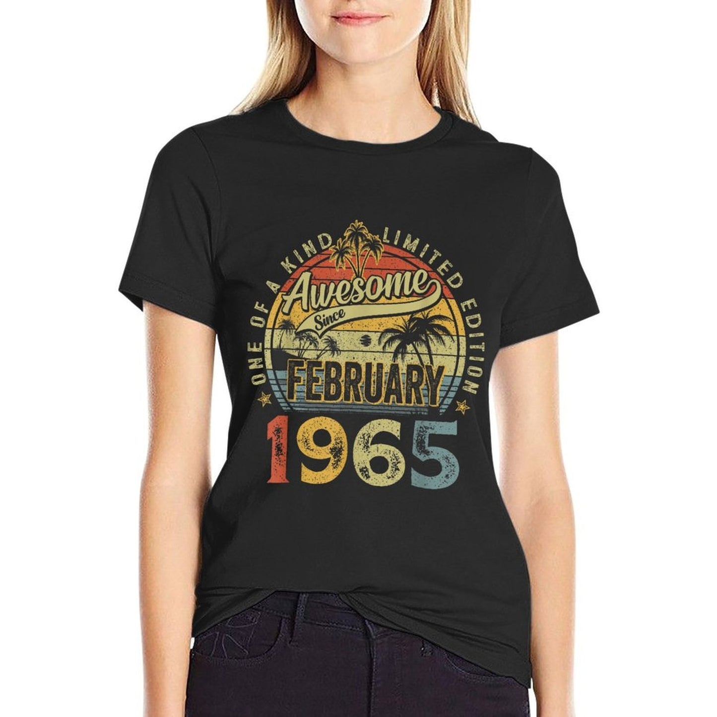 60 Years Old Awesome February 1965 Vintage 60th Birthday Men Classic T-Shirt