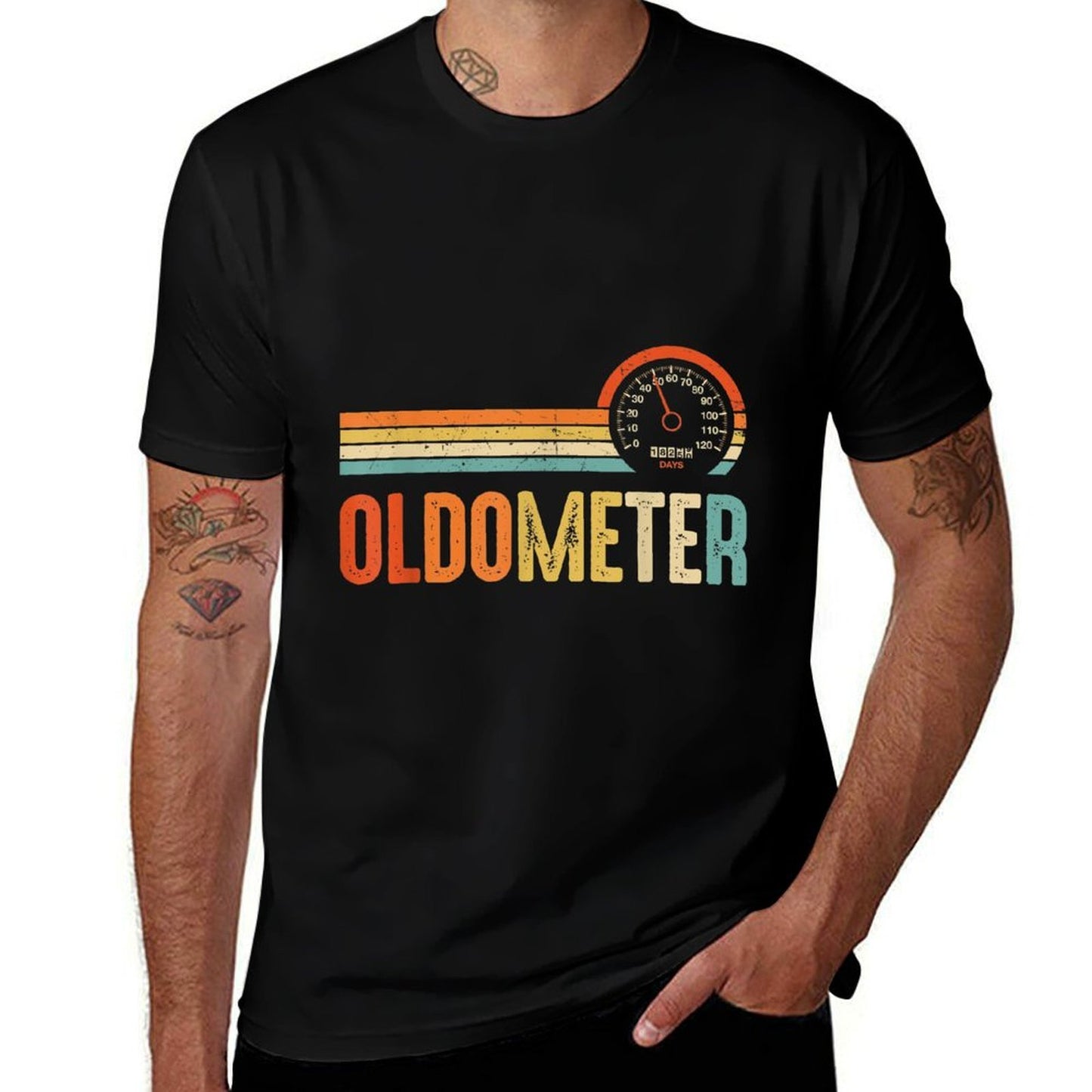 OLDOMETER 50 Funny for 50th Birthday 50th Years Old Rolled Sleeves T-Shirt