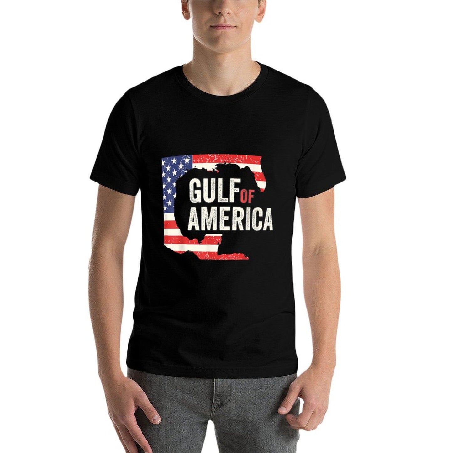 Gulf of USA America Funny Gulf of Mexico USA Flag Map July 4 Oversized Silhouette T-Shirt