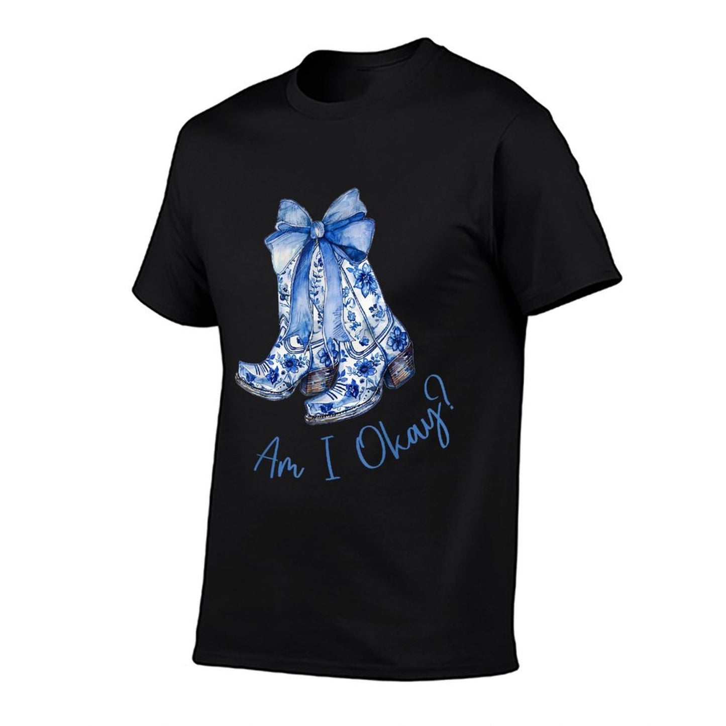 Am I Okay Boot Cowgirl Coquette Bow Women Girl Tagless Design T-Shirt