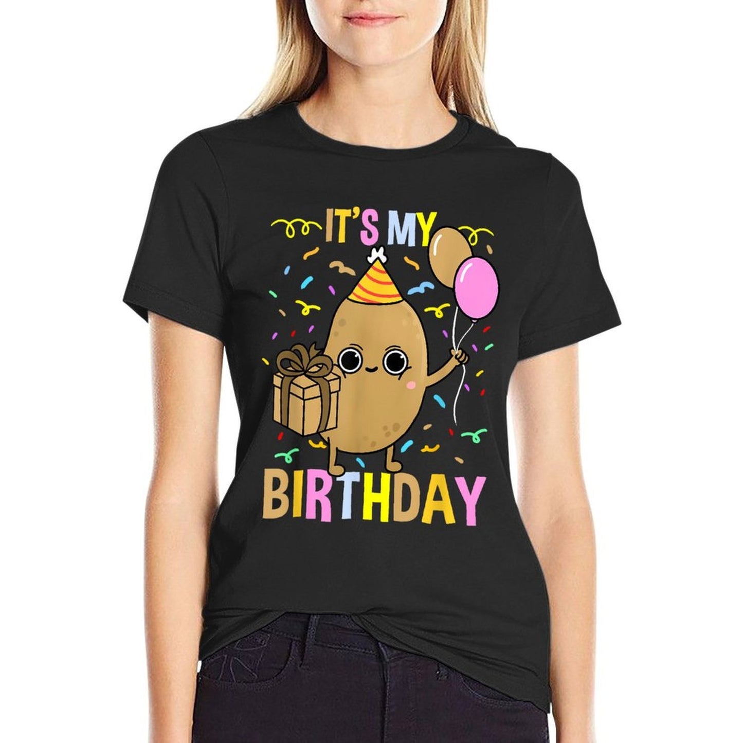 Its My Birthday Potato Fade-proof Color T-Shirt