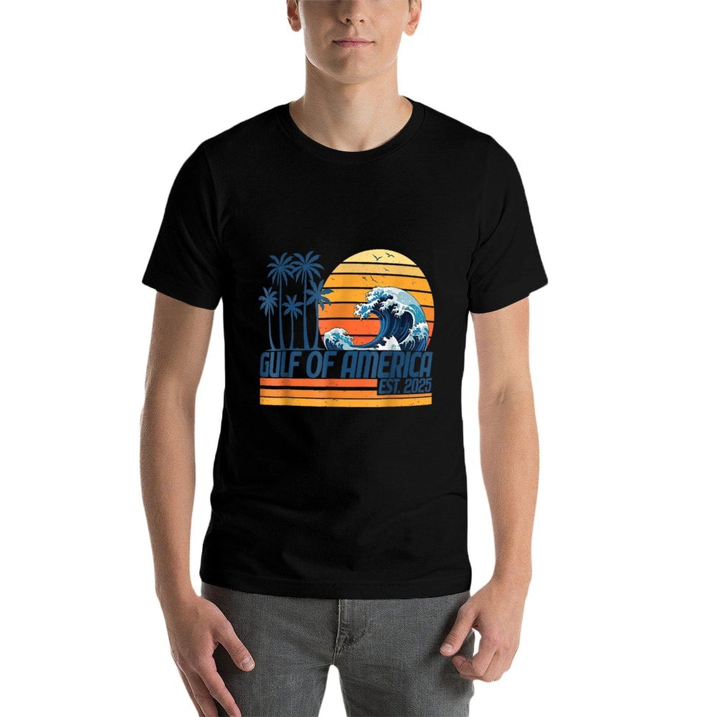 Gulf Of USA America Est 2025 Retro Vintage Gulf Of Mexico Trendy Pattern T-Shirt