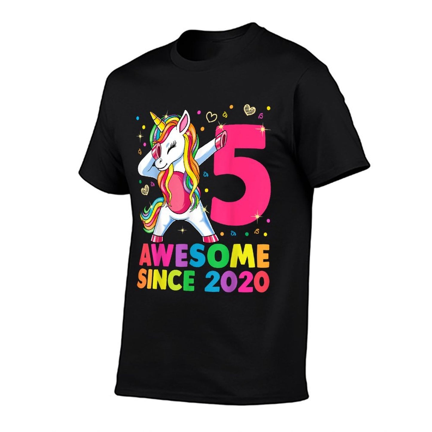 5 Years Old Unicorn Dabbing 5th Birthday Girl Unicorn Party Cotton T-Shirt