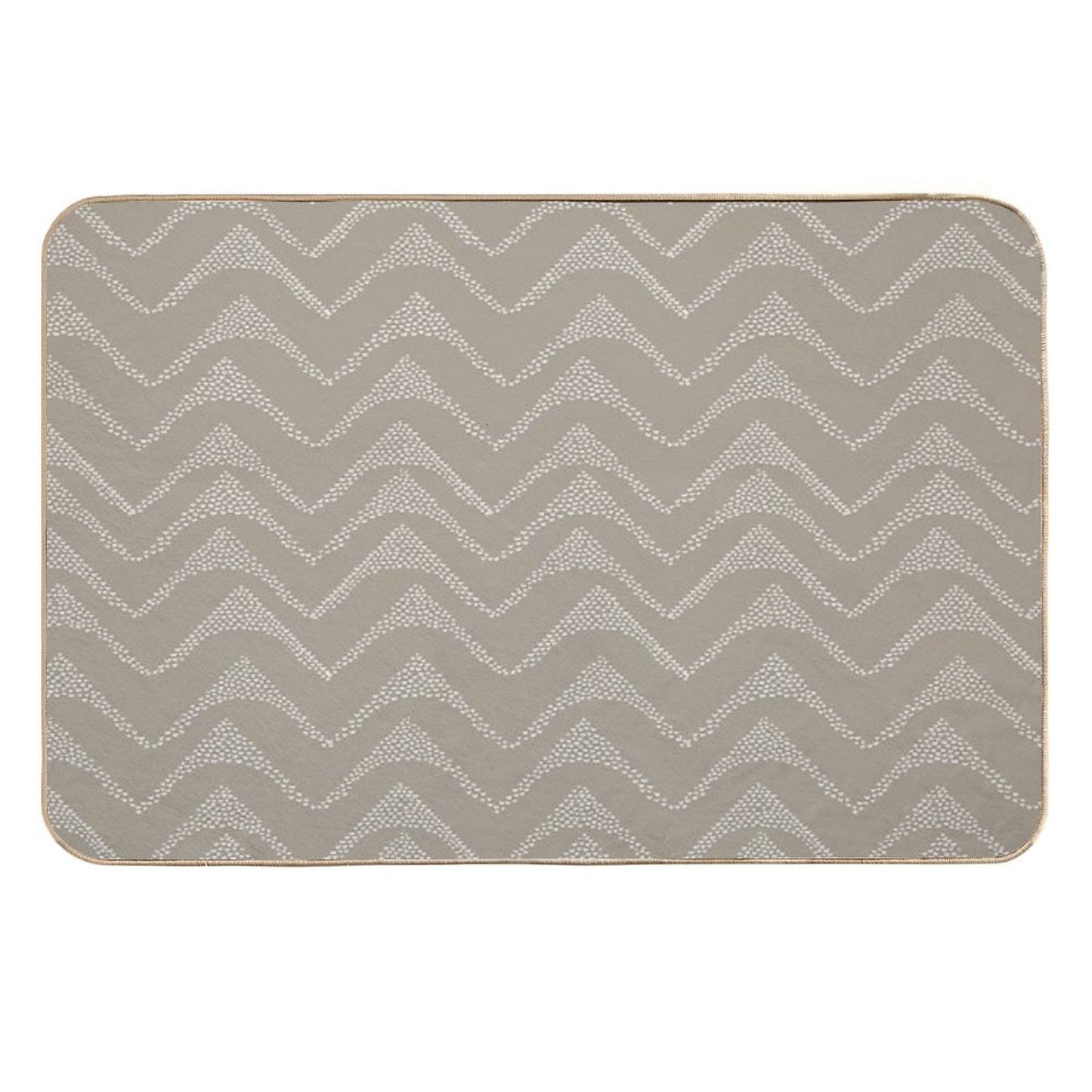 Horizontal Stippled Lines White on Taupe Rapid-Drying Bath Mat