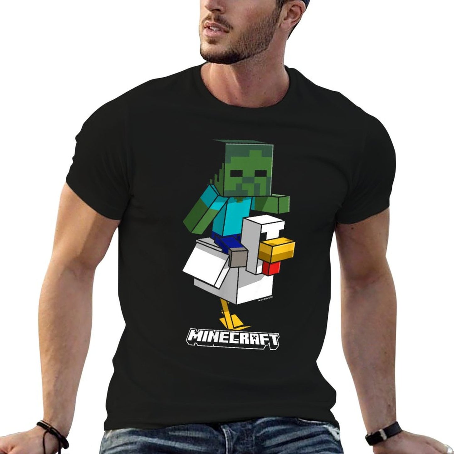 Minecraft Chicken Jockey Aiming To Attack Durable T-Shirt