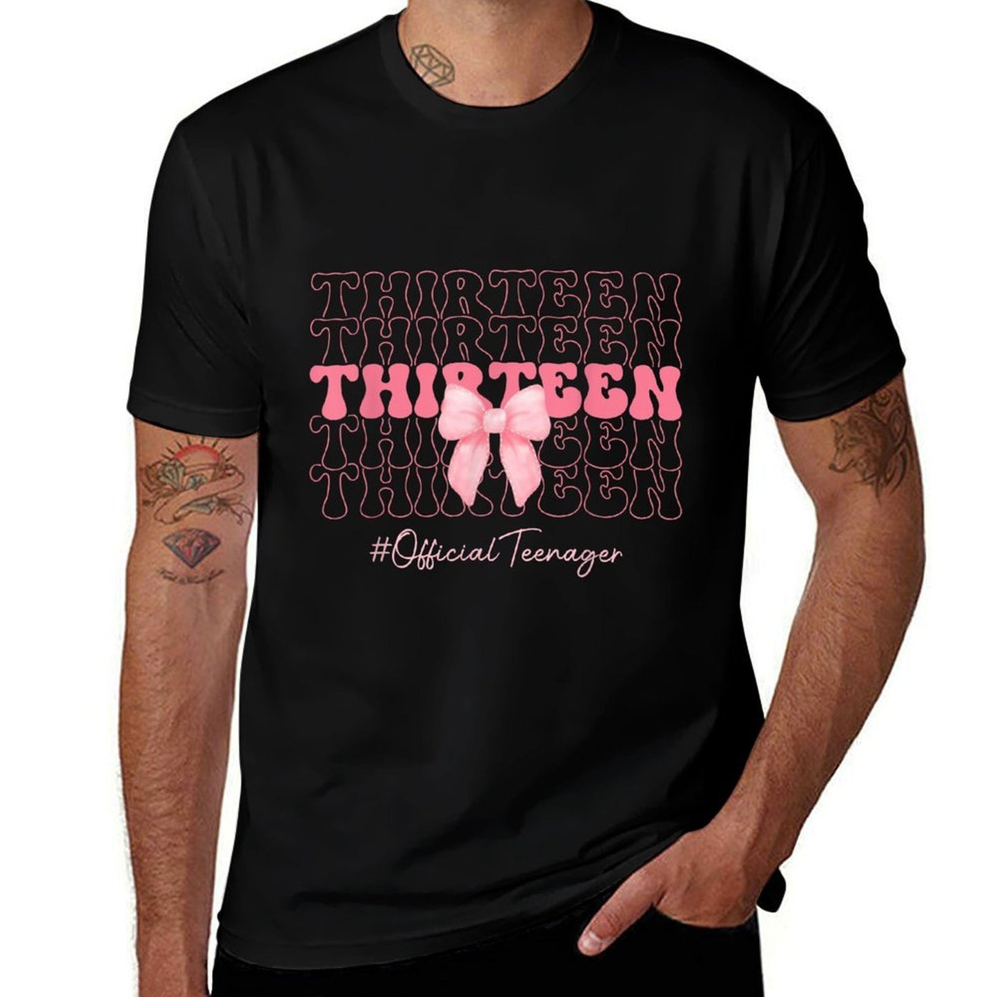 13 Year Old Officialnager 13th Birthday Girl Coquette Rolled Sleeves T-Shirt