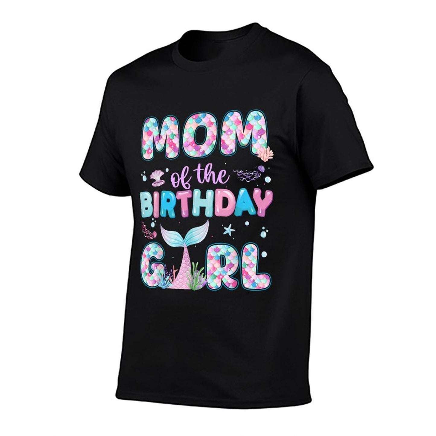 Mom Of The Birthday Mermaid Girl Family Matching Party Rolled Sleeves T-Shirt