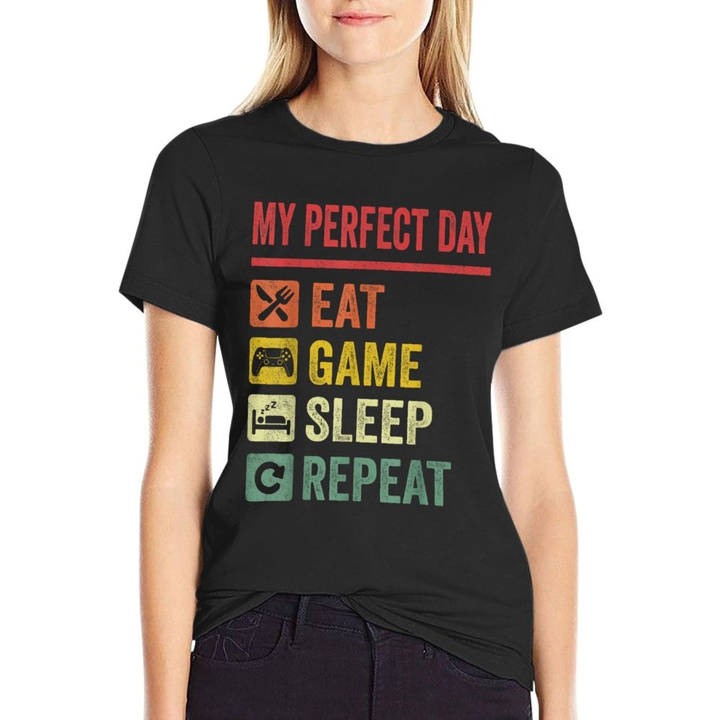My Perfect Day Video Games Funny Cool Gamer Gift Comfortable T-Shirt