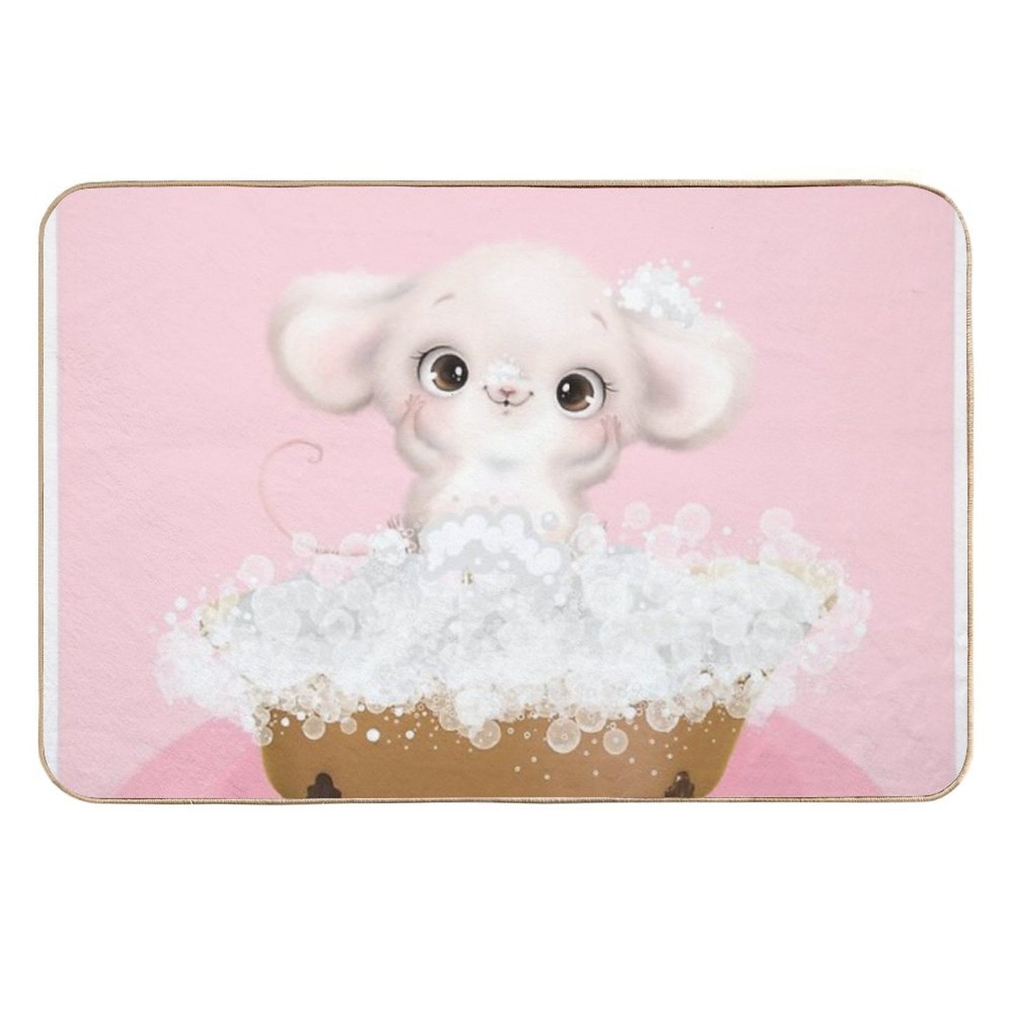 Cute Baby Mouse in A Bathtub, Girls Bathroom Print, Baby Animals in Tub, Whimsy Animal, Kids Bathroom Art Pet-Safe Bath Mat