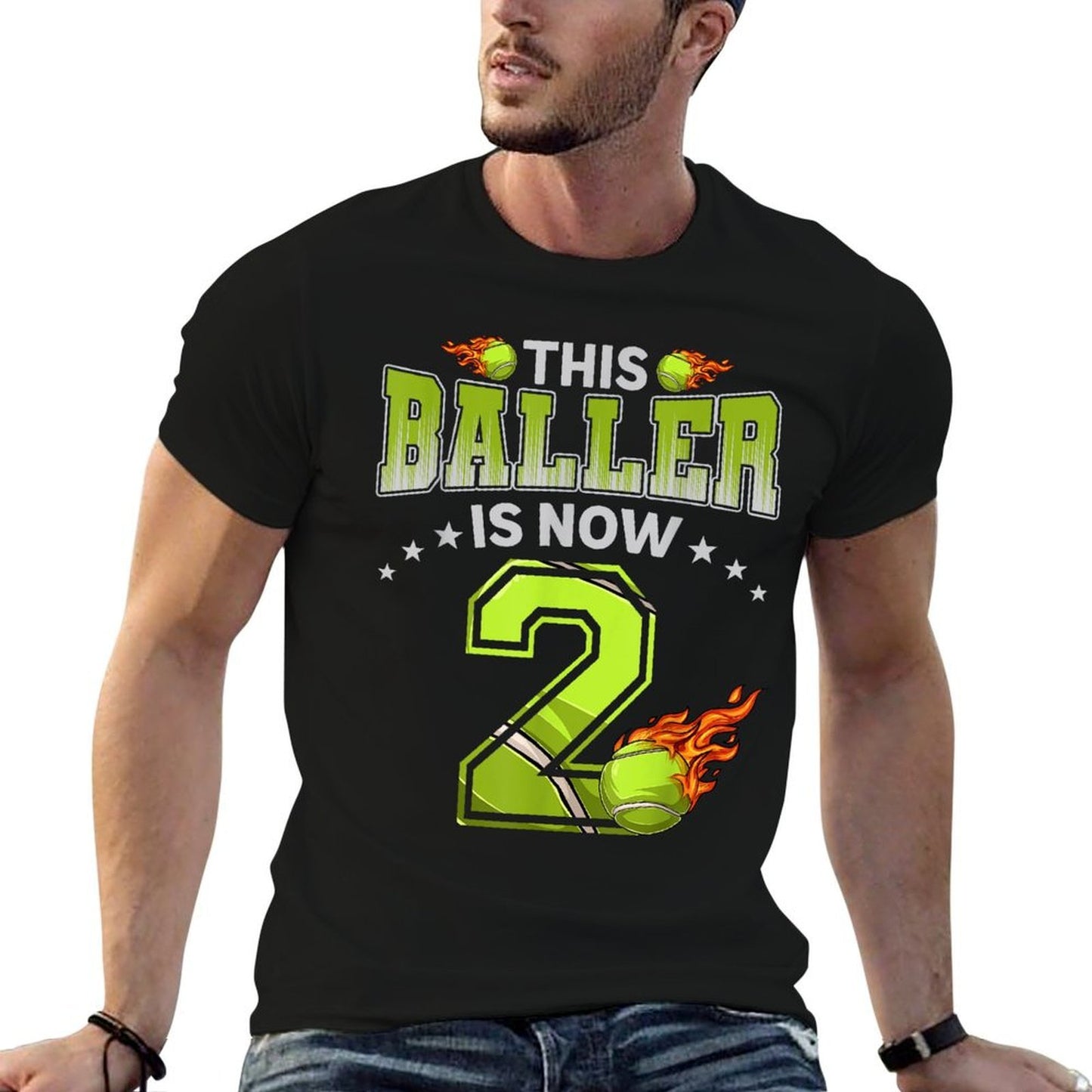 2nd Birthday Boys Tennis Player Gifts 2 Years Old Kids Boy Easy-care T-Shirt