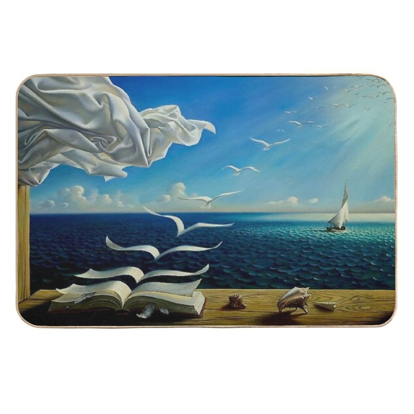 BOOK TO BIRDS Vintage Fantasy Surreal Print Easy To Clean Bath Mat