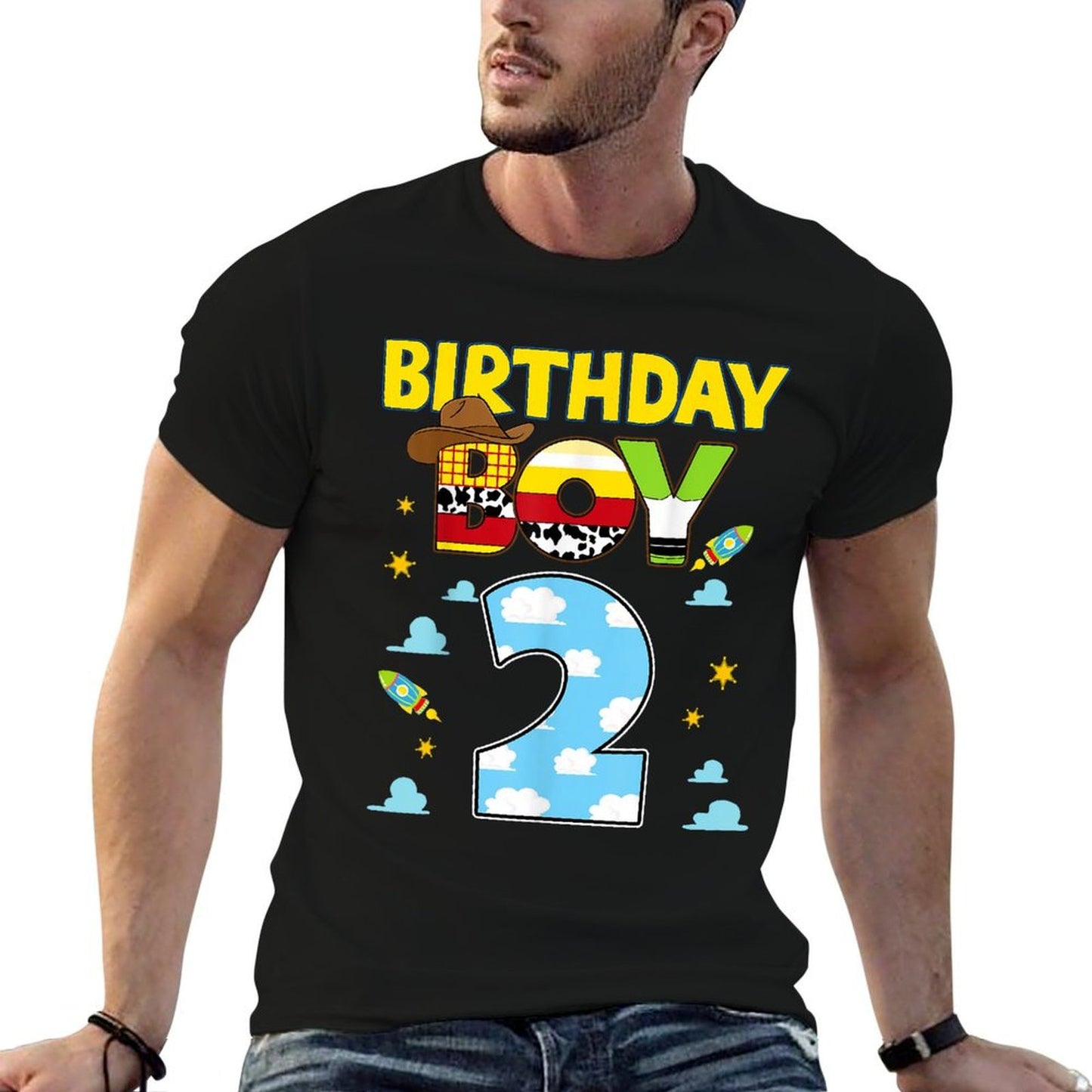 Western Family Birthday Boy 2 Cowboy 2nd Birthday Trendy Pattern T-Shirt