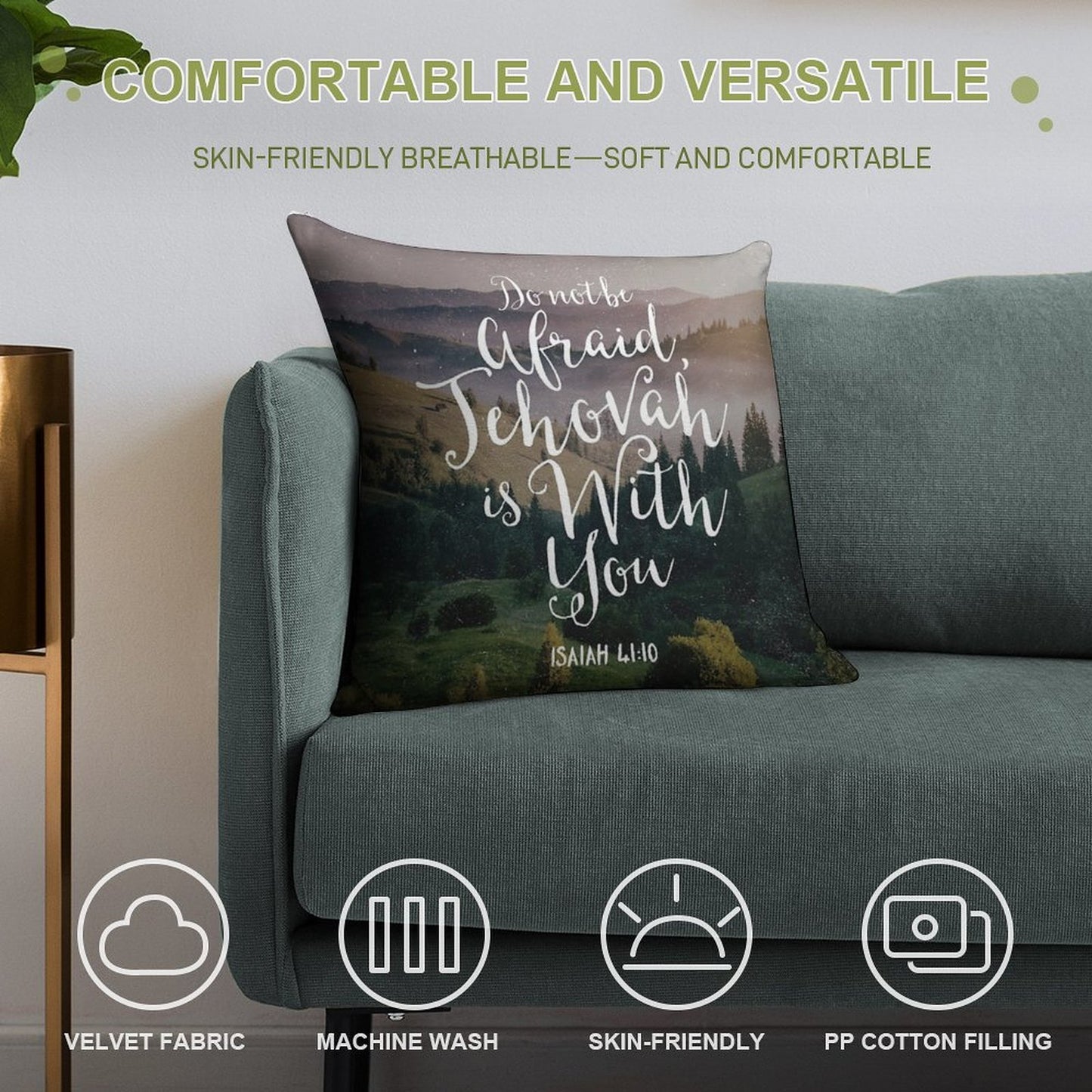 Do Not Be Afraid, Jehovah Is With You Soft Reinforced Edging Throw Pillow