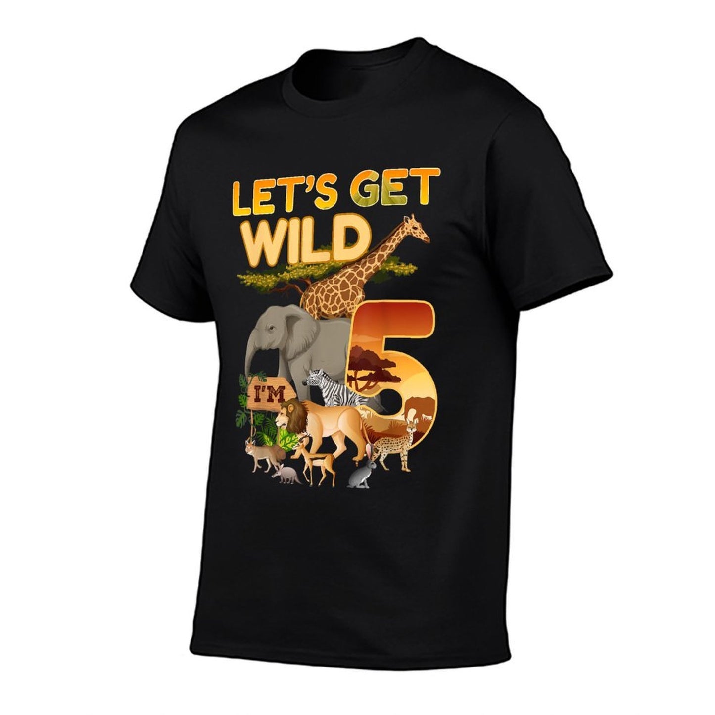 5th Birthday Zoo Safari Jungle Animal 5 Year Old Funny B-Day Oversized Silhouette T-Shirt
