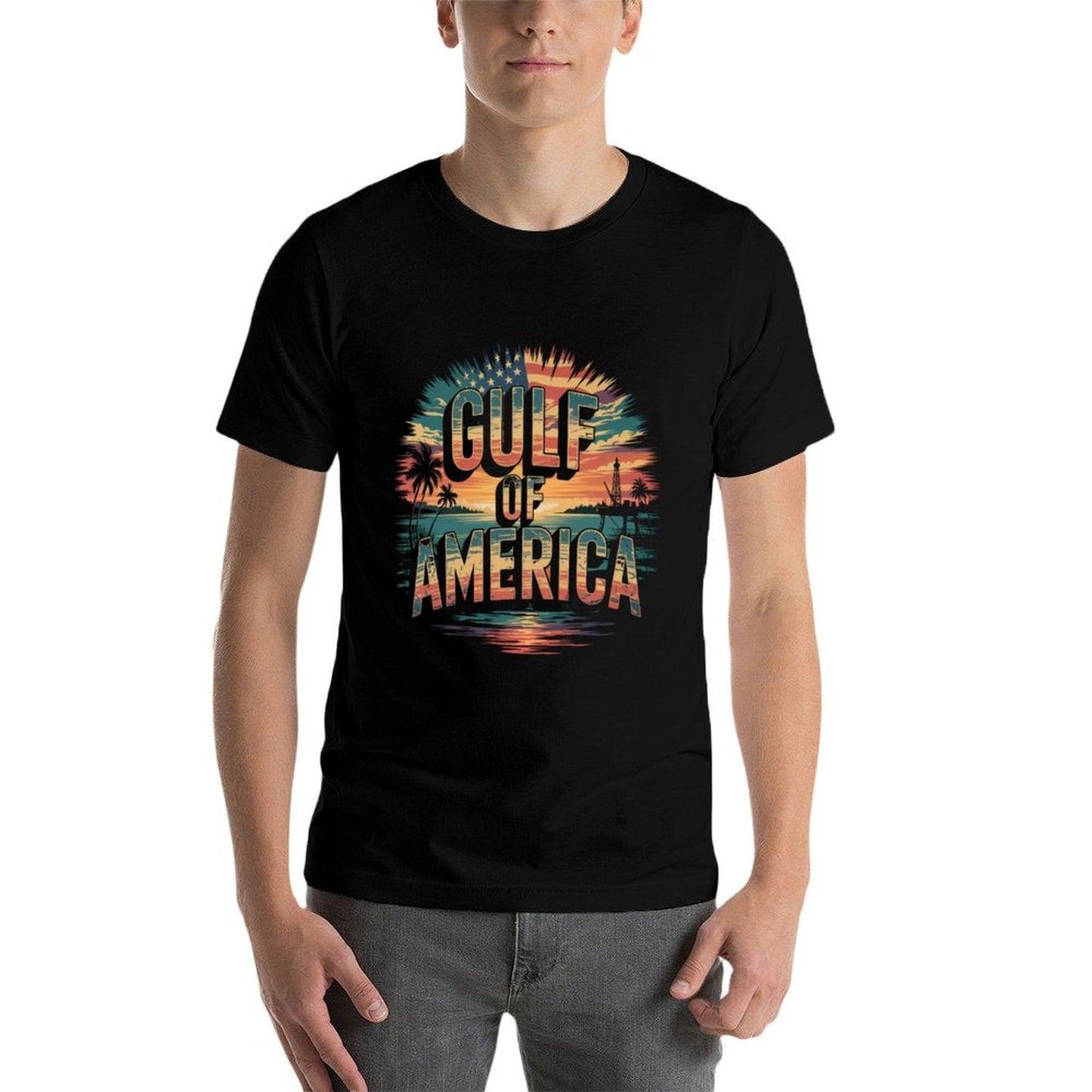 Retro Gulf Of Usa America Patriotic Beach Life Est 2025 Sweatshirt Slim-fit Cut T-Shirt