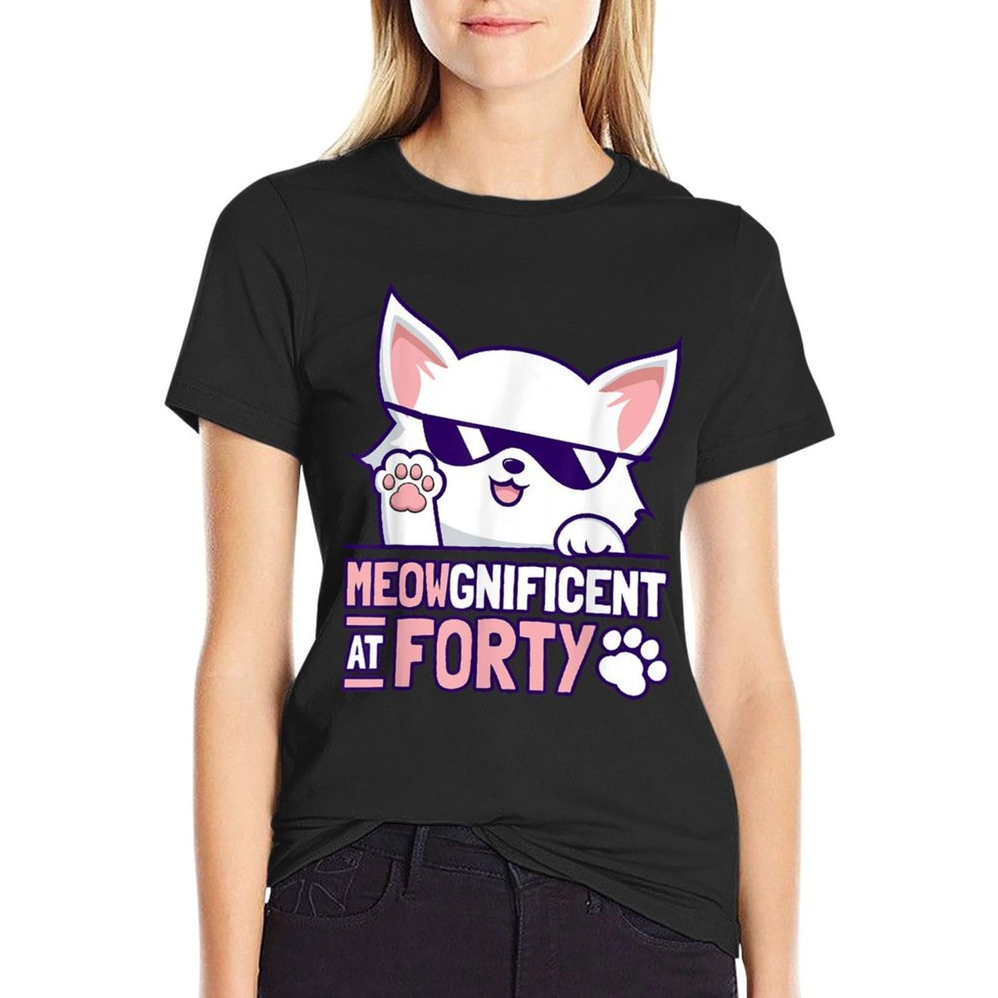 40th Birthday Cat Lover 40 Year Cat Owner Birthday Age 40 Easy-care T-Shirt