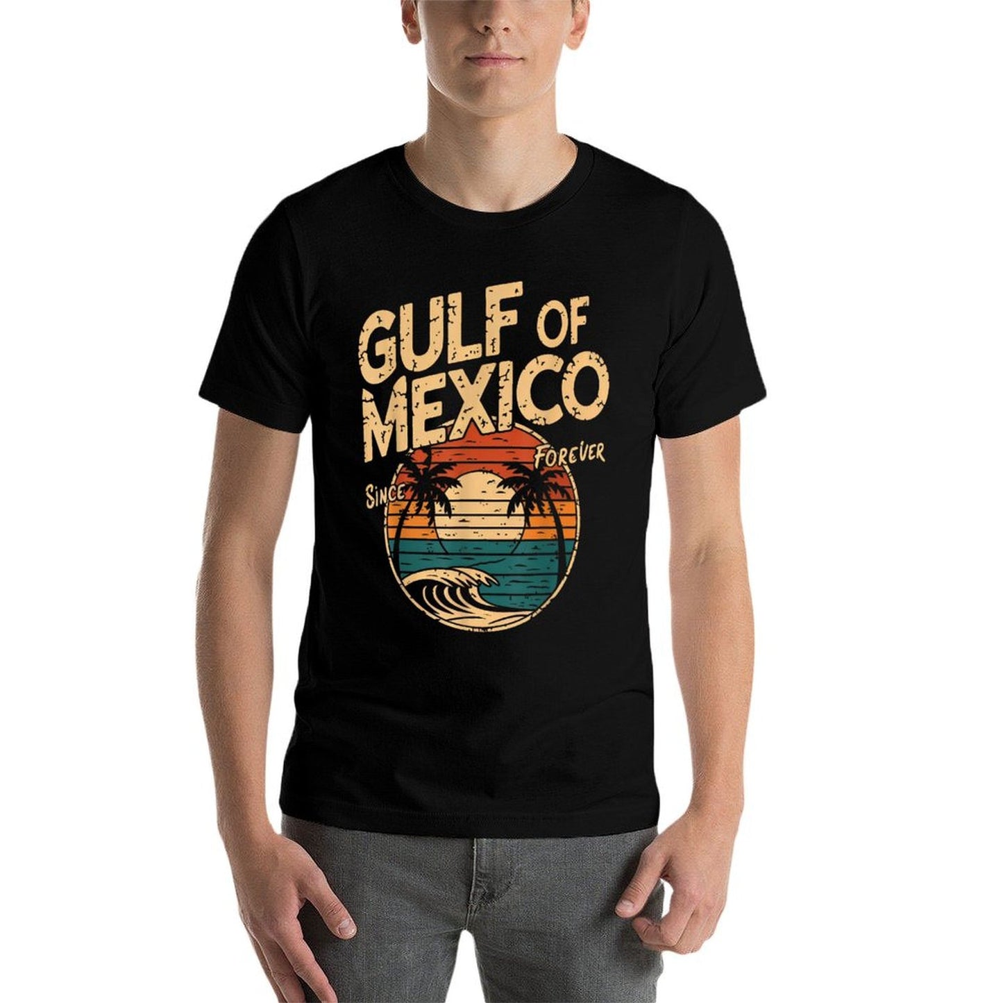 Gulf of USA America Funny Gulf of Mexico Flag Map Wrinkle-resistant T-Shirt