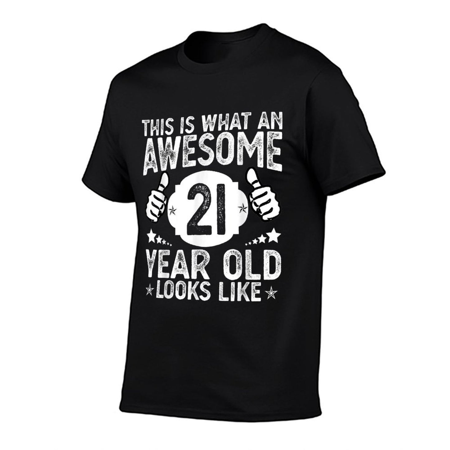 This Is What An Awesome 21 Year Old Looks Like 21st Birthday Ribbed Collar T-Shirt