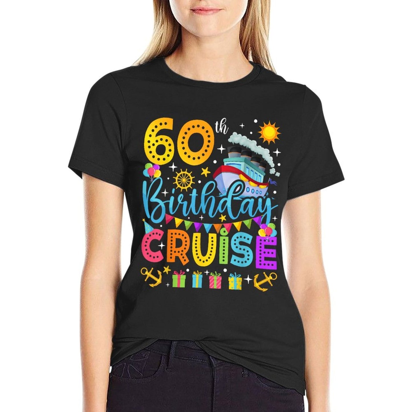 60th Birthday Cruise Cruising Lover 60 Years Old Bday Party Oversized Silhouette T-Shirt