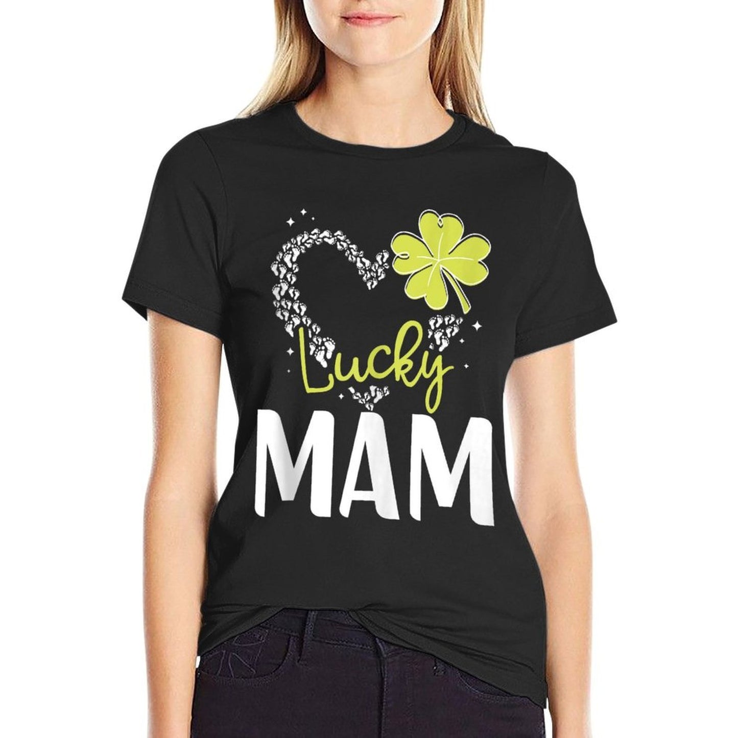 Funny Lucky Mam St Patricks Day Womens Easy-care T-Shirt