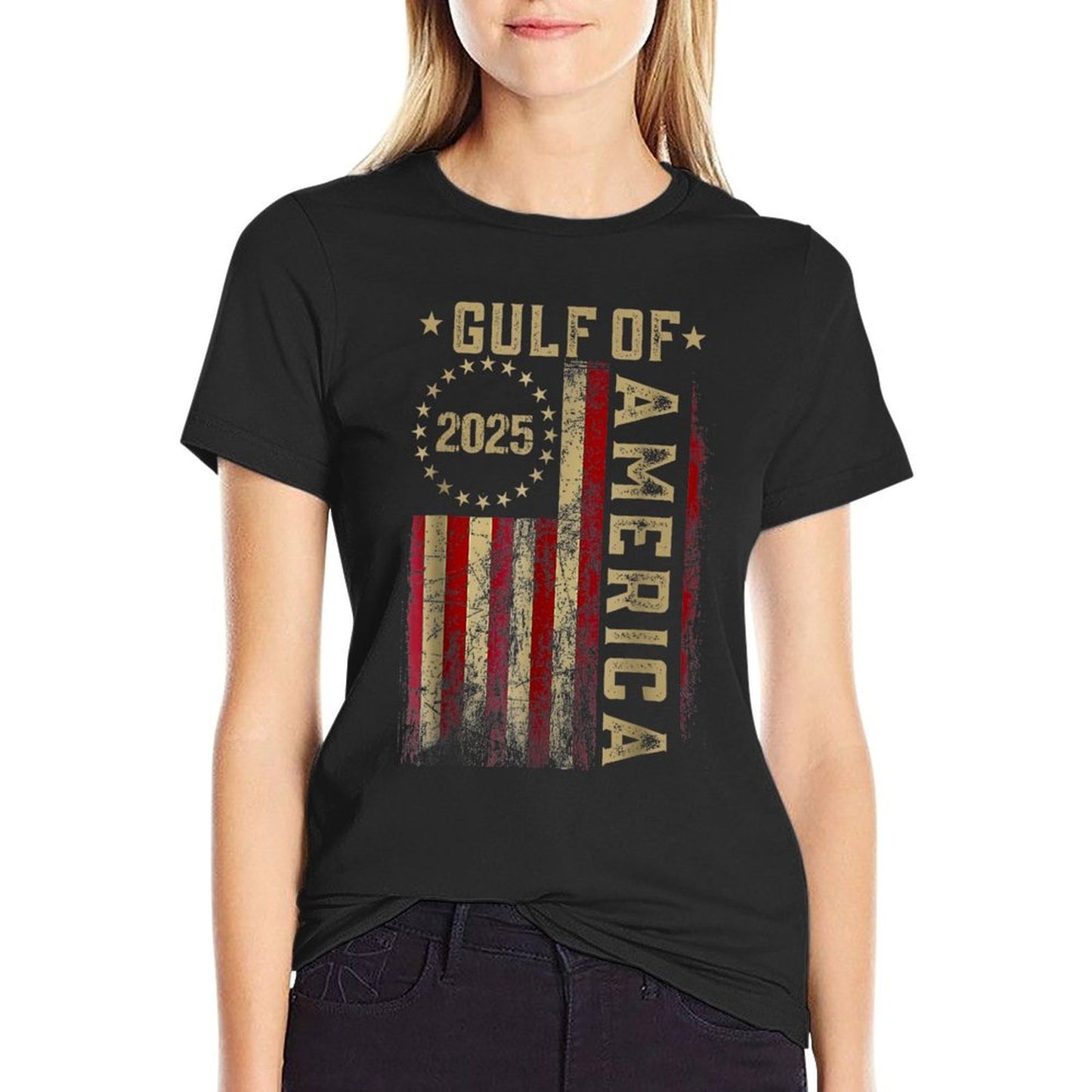 Gulf of USA America Funny USA Flag Durable T-Shirt