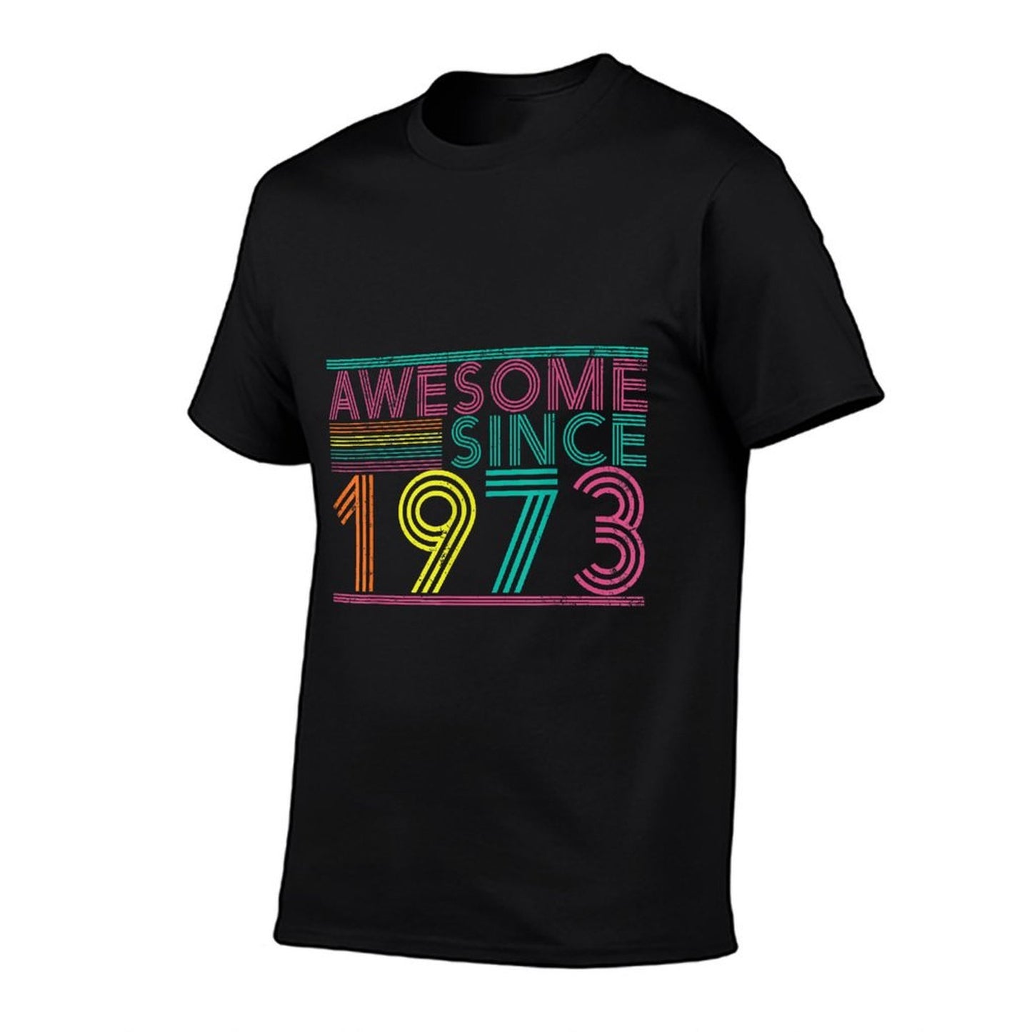 Turning 50 Birthday Decorations Men 50th BDay 1973 Birthday Ribbed Collar T-Shirt