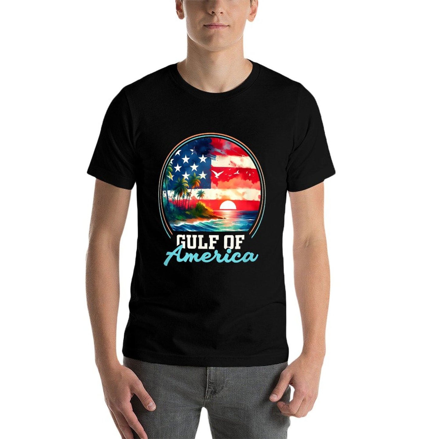 Gulf Of USA America Retro Vintage Beach Stretchy T-Shirt