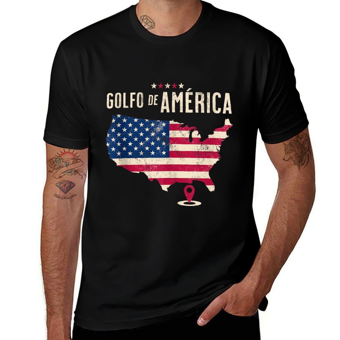 Gulf of US America Golfo De America Spanish Language Fade-proof Color T-Shirt